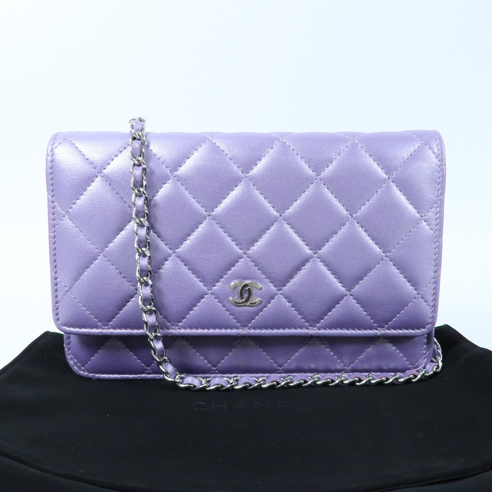 CHANEL 羊皮皮革WOC Wallet On Chain銀扣鏈帶肩背袋