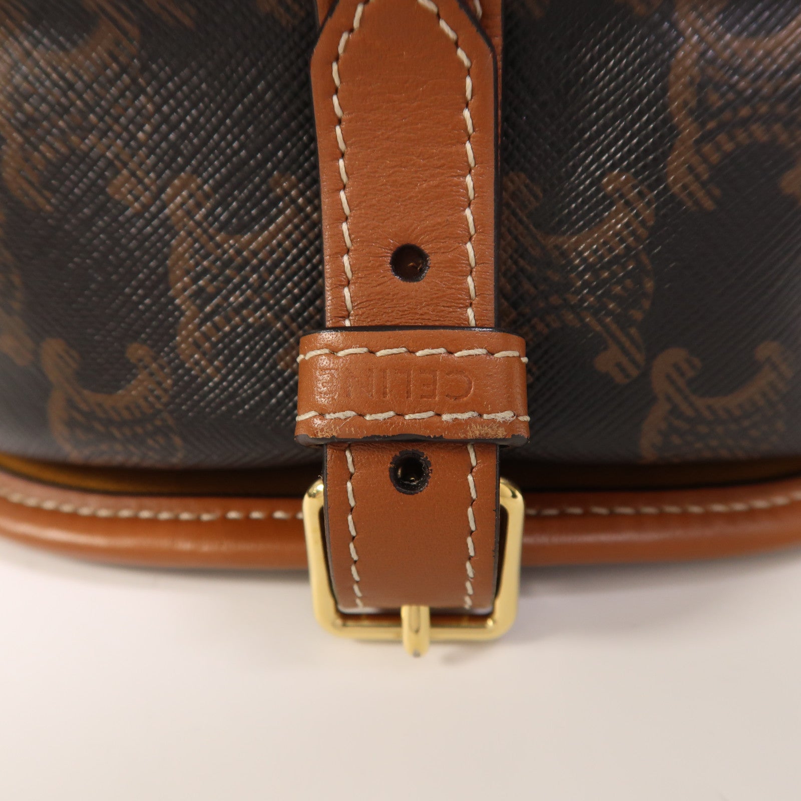 CELINE 塗層帆布Folco金扣肩背袋