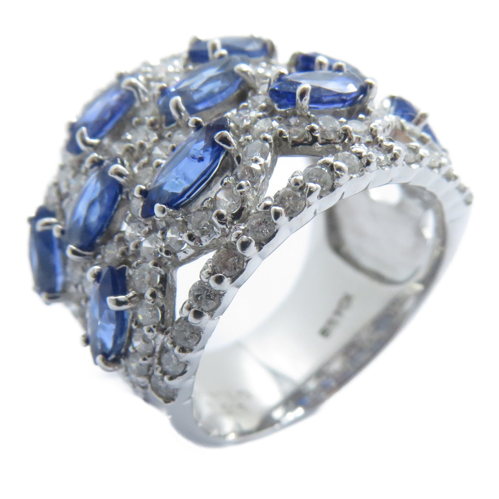 JEWELRY 【激減優惠】14K白金Sapphire Diamond Ring 3.61ct藍寶石/1.48ct鑽石戒指US#6.5