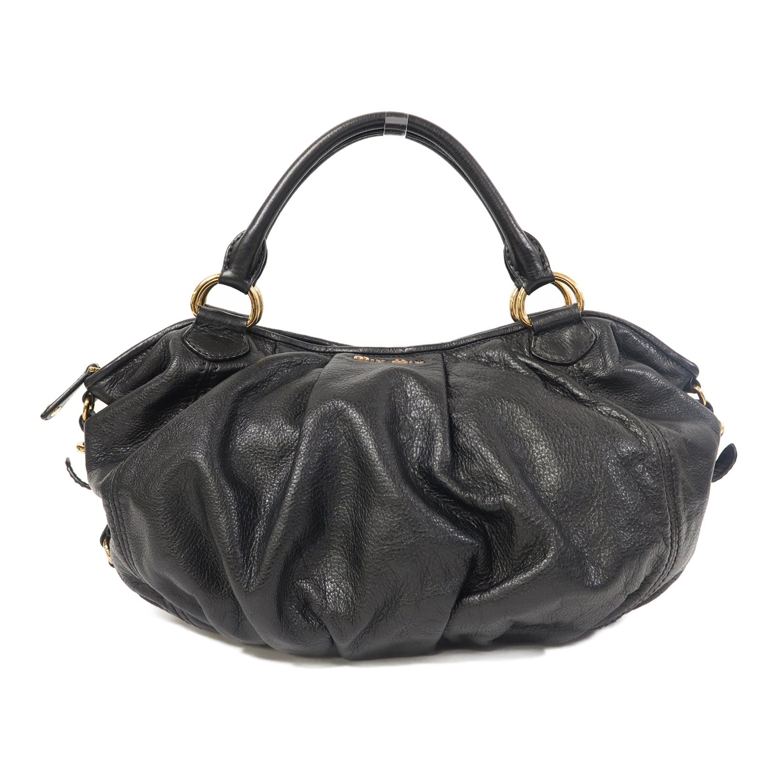 Miu Miu 牛皮皮革Hand Bag金扣手挽袋黑色
