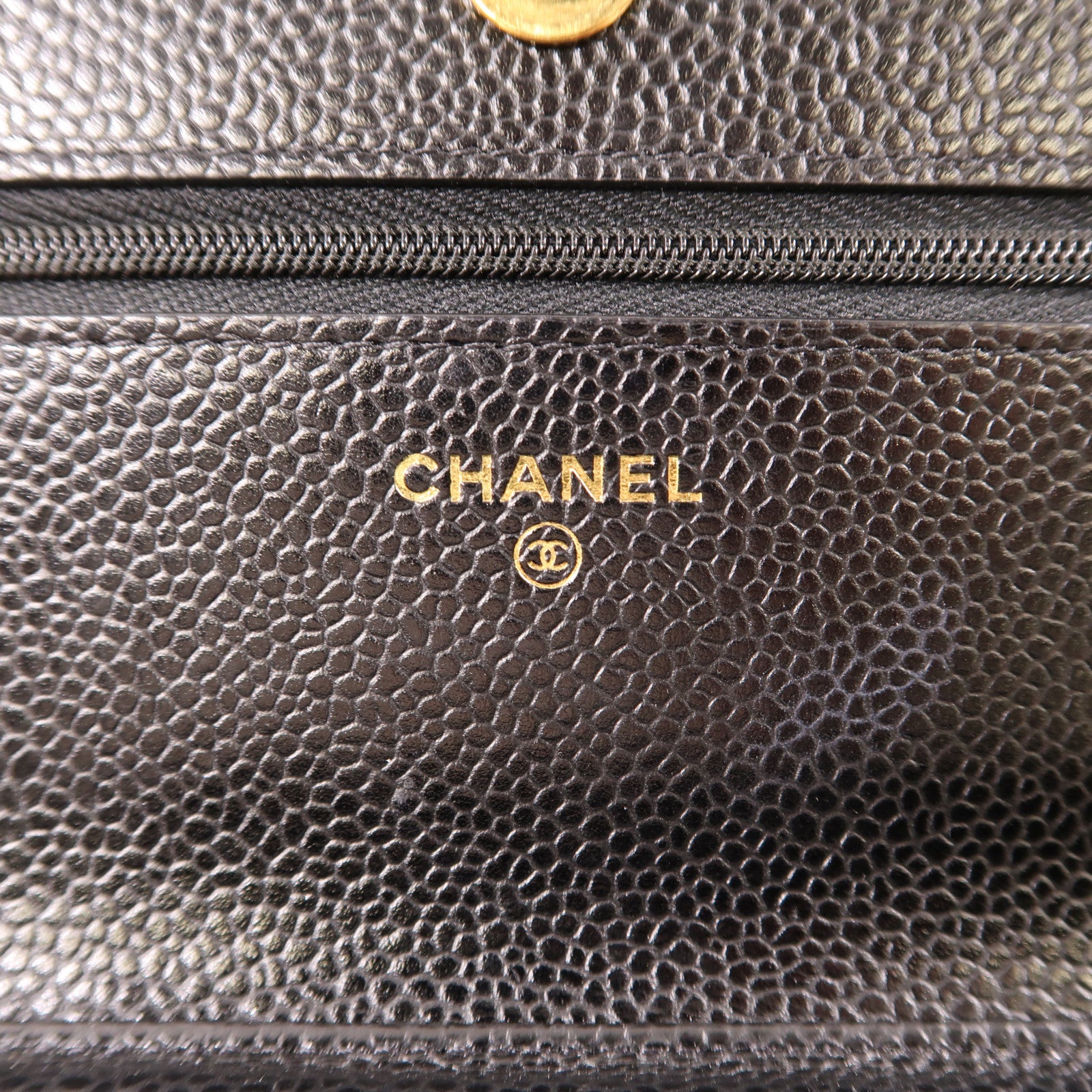 CHANEL 牛皮皮革Wallet On Chain金扣鏈帶肩背袋黑色