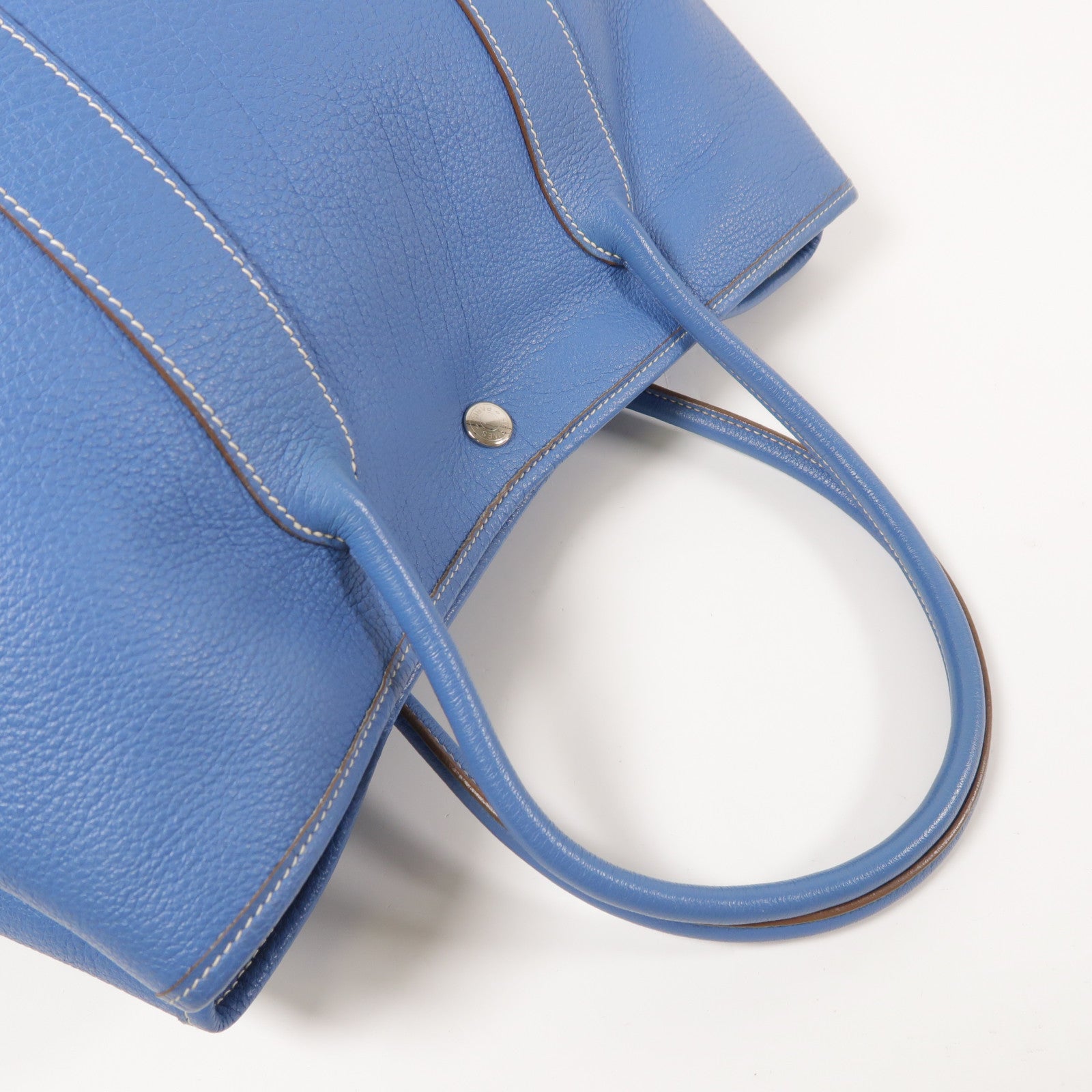 HERMES Negonda皮革GardenParty PM銀扣手挽袋Blue Jean
