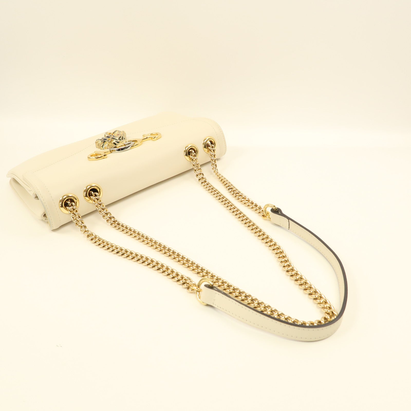 GUCCI 【激減優惠】牛皮皮革Rajah Medium金扣鏈帶肩背袋白色
