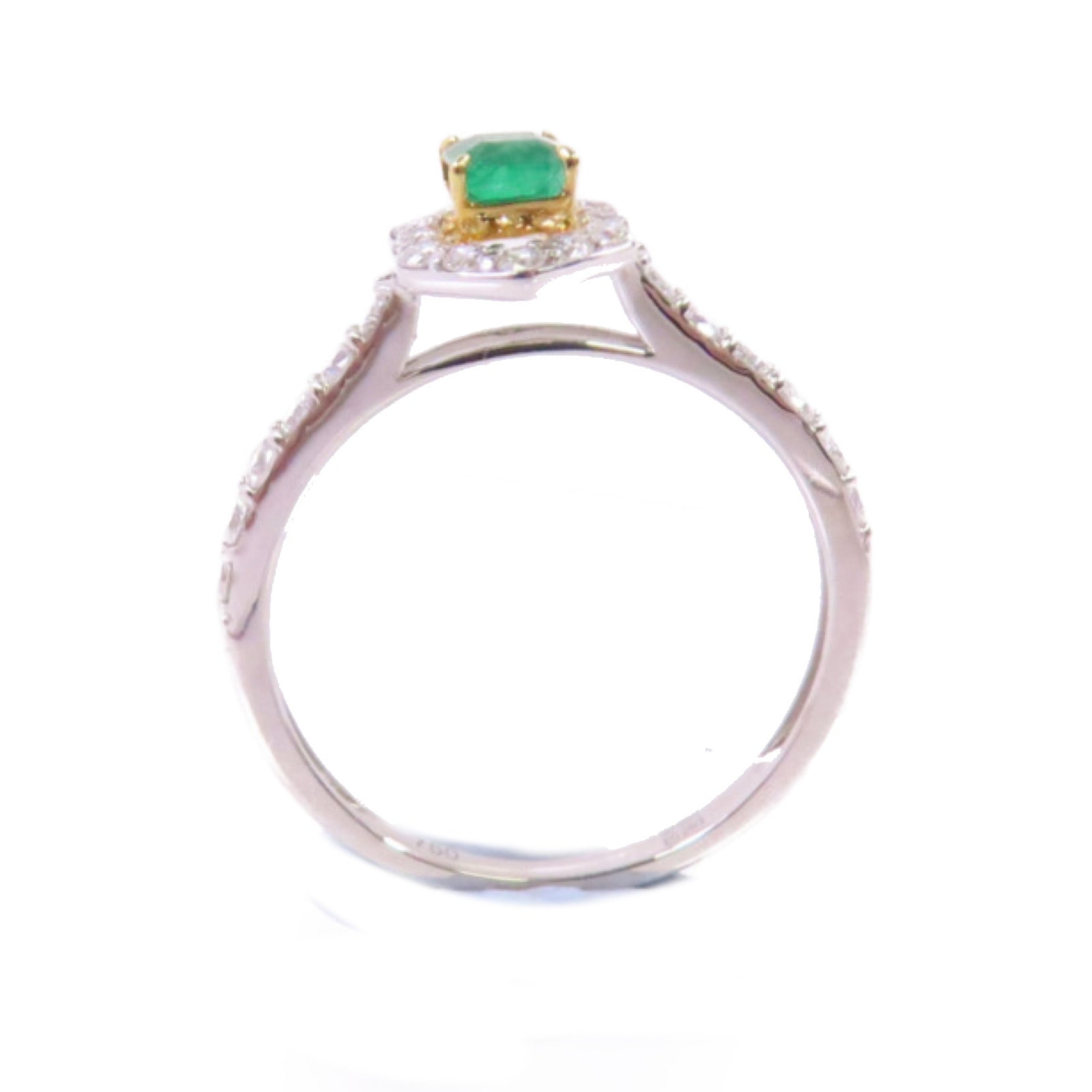 JEWELRY 【激減優惠】18K白金Emerald Ring 0.28ct綠寶石/0.48鑽石戒指US#6.75
