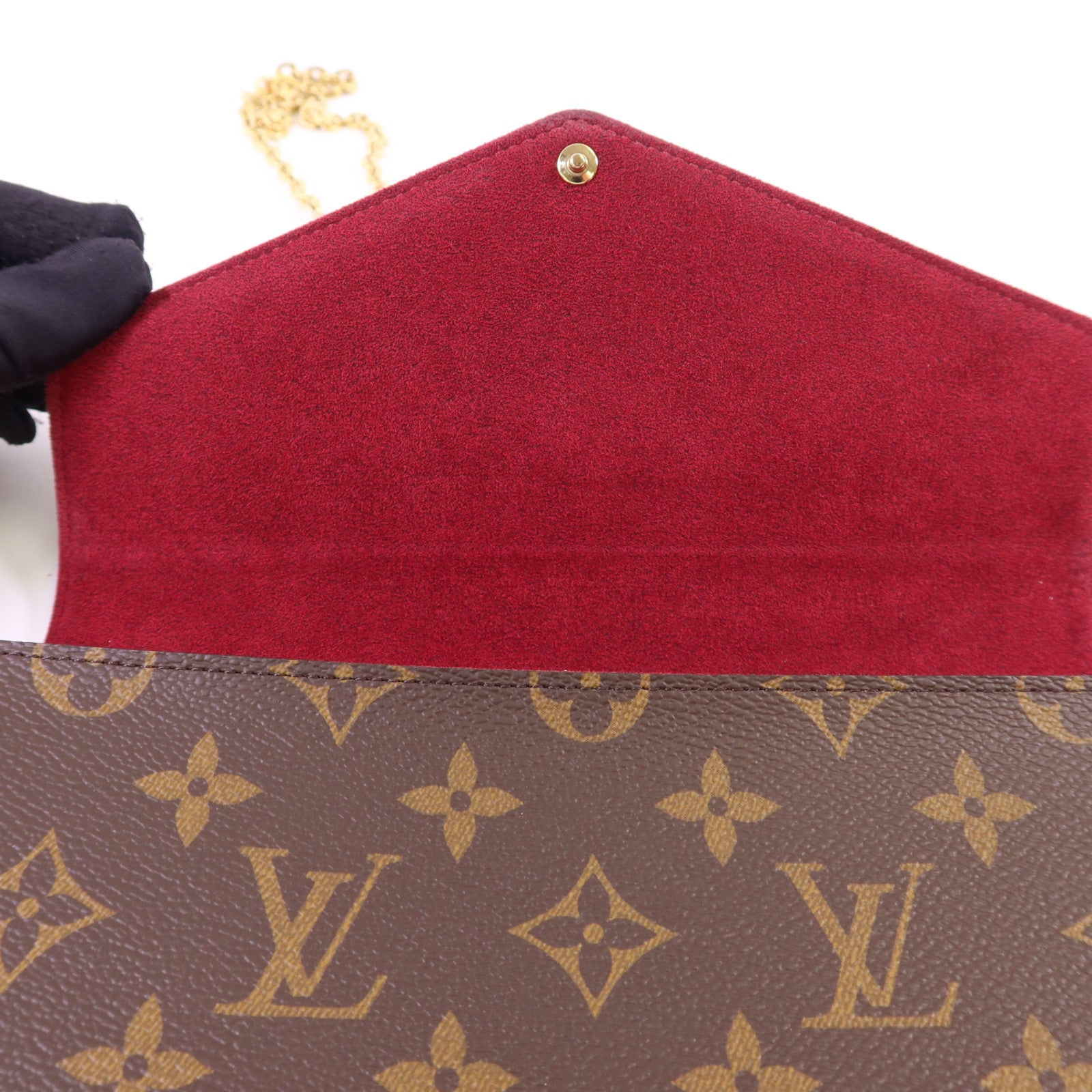 LOUIS VUITTON Monogram Felicie Pochette金扣鏈帶肩背袋