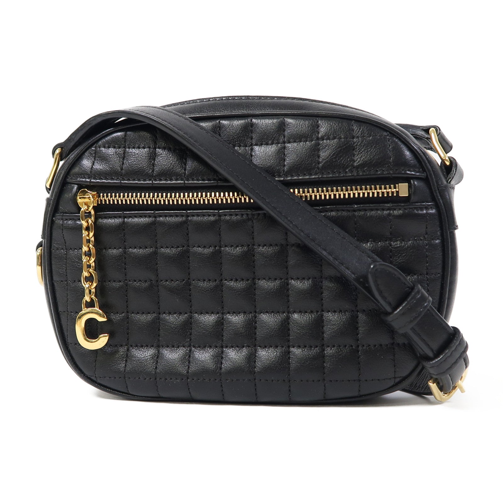 CELINE 【激減優惠】牛皮皮革C Charm金扣肩背袋黑色