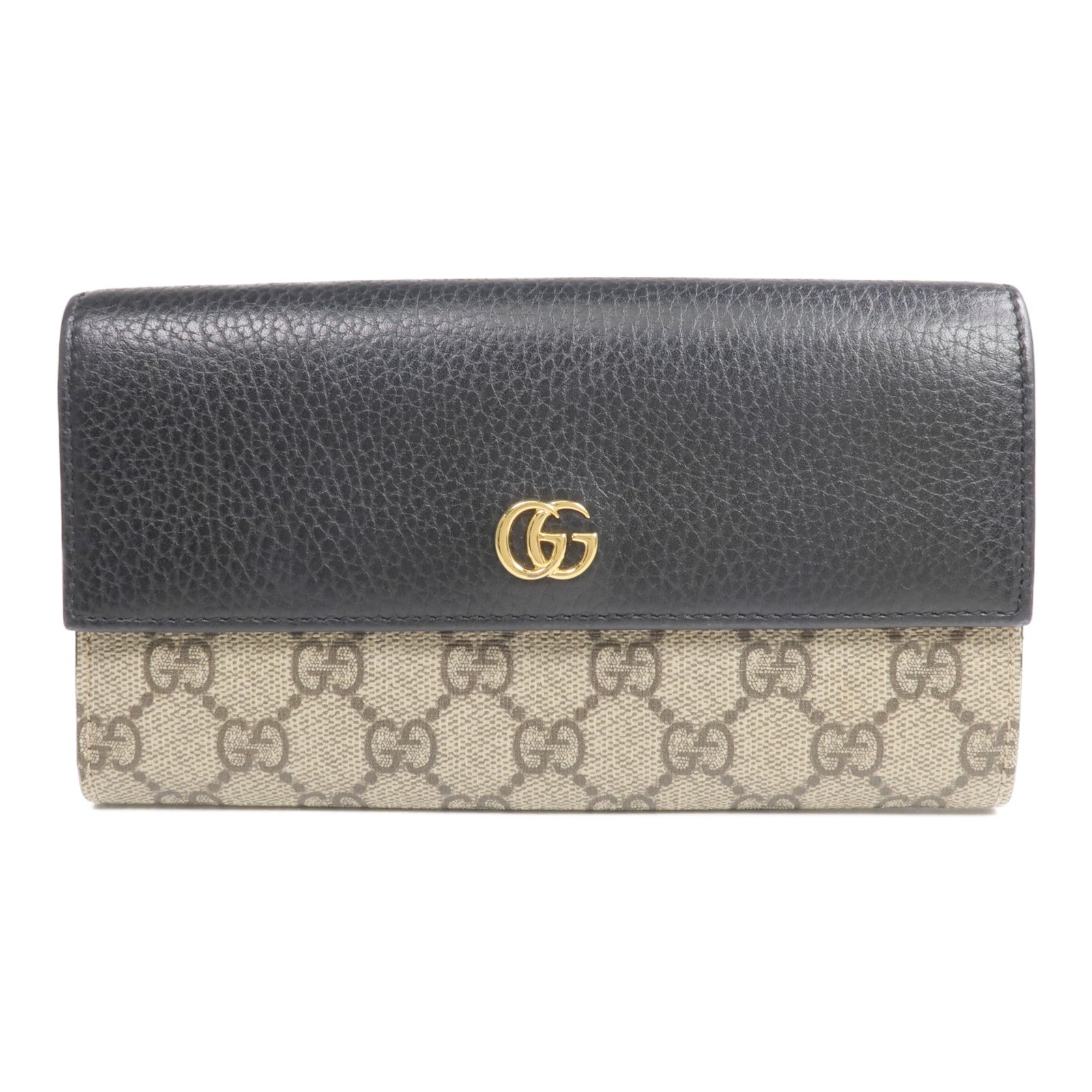 GUCCI 塗層帆布/皮革Long Wallet金扣長錢包