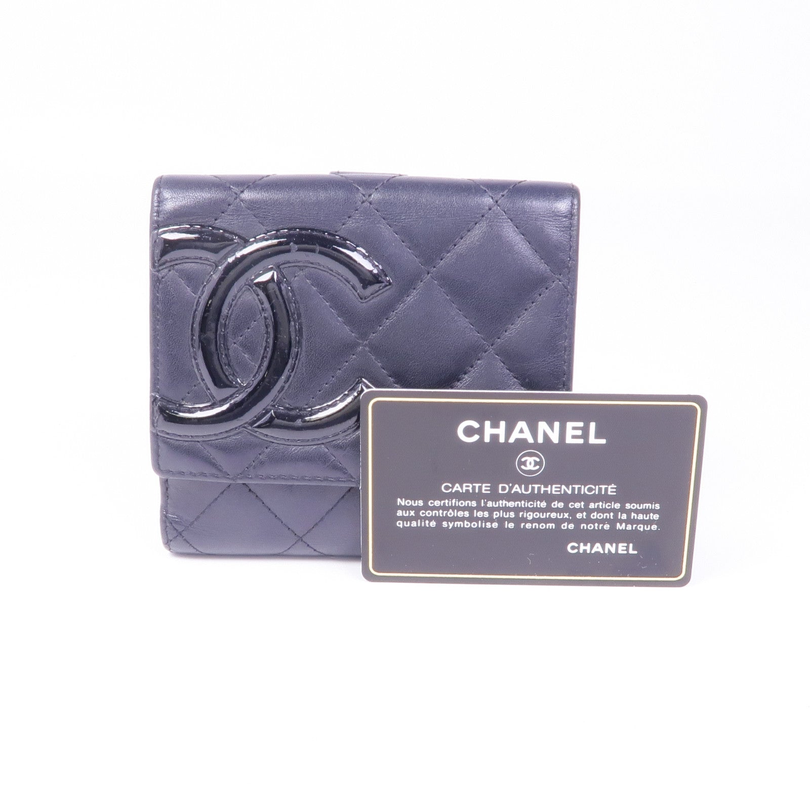 CHANEL 牛皮皮革Cambon Wallet銀扣錢包