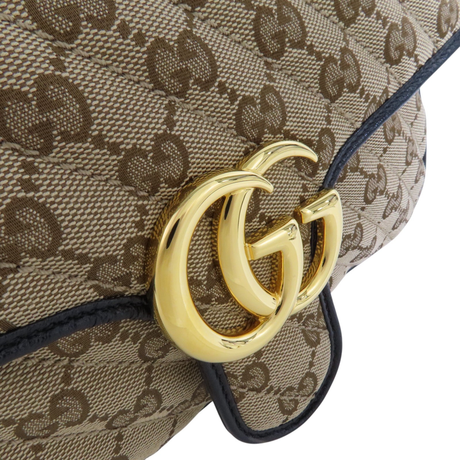 GUCCI GG帆布GG Marmont Quilted Small Shoulder金扣鏈帶肩背袋