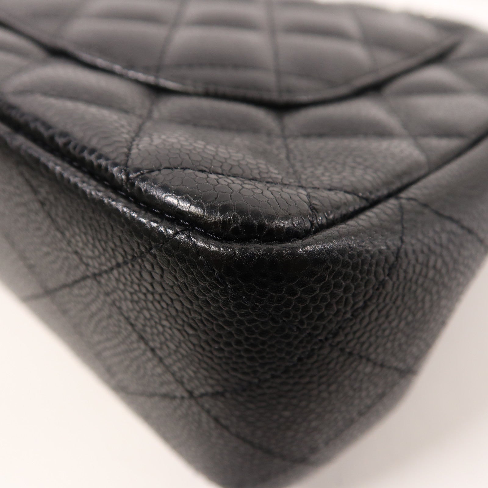 CHANEL 牛皮皮革Large Classic銀扣鏈帶肩背袋