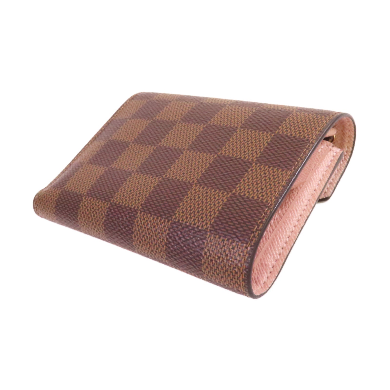LOUIS VUITTON Damier Ebene Victorine Wallet金扣短錢包啡色/粉紅色