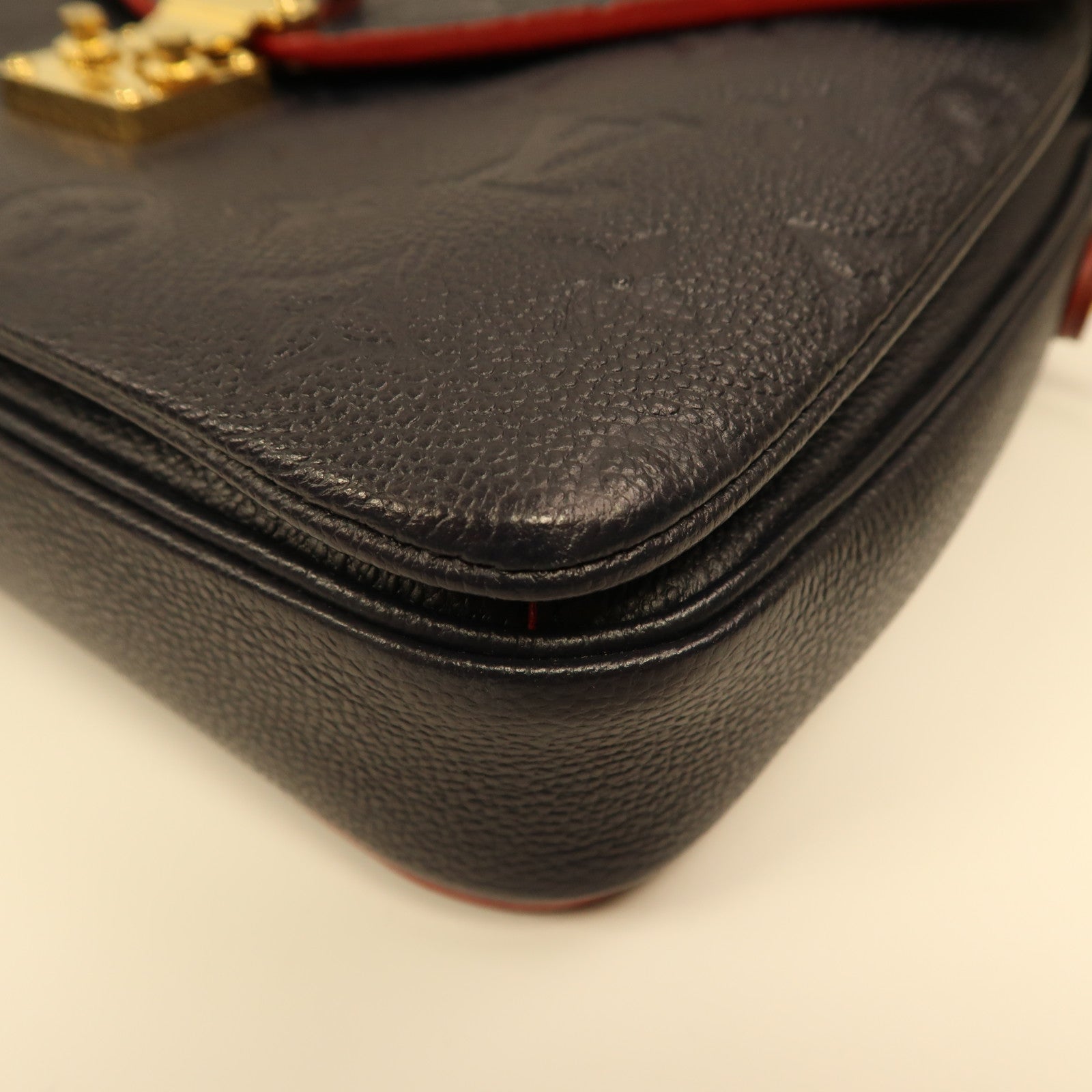 LOUIS VUITTON Monogram Empreinte Pochette Metis金扣手挽肩背兩用袋深藍色