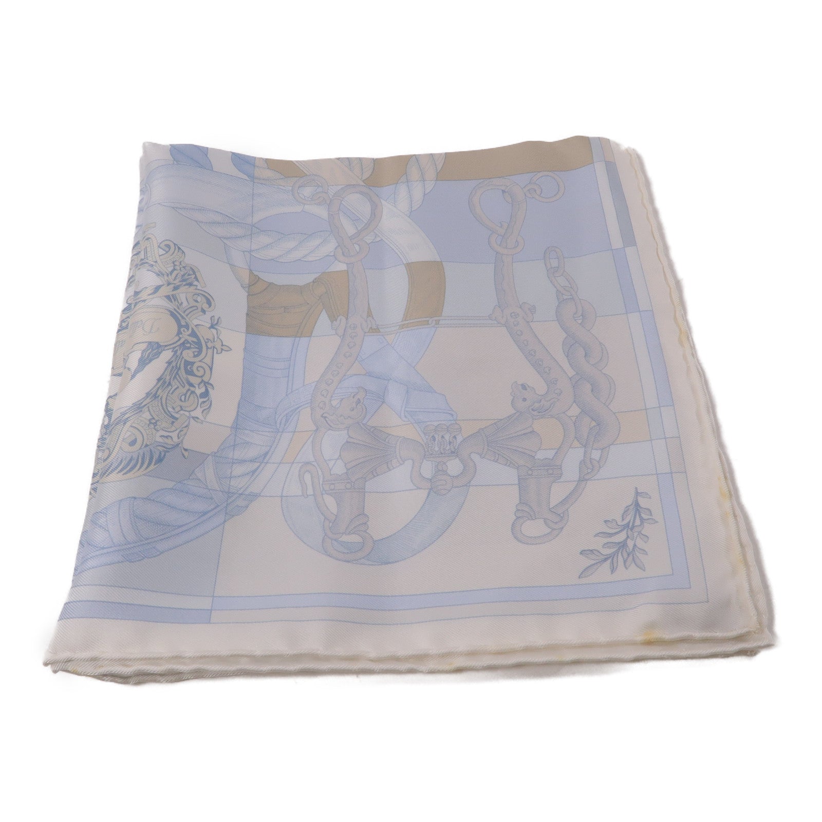 HERMES  Scarf Scarves 40x40cm Silk Light Blue White
