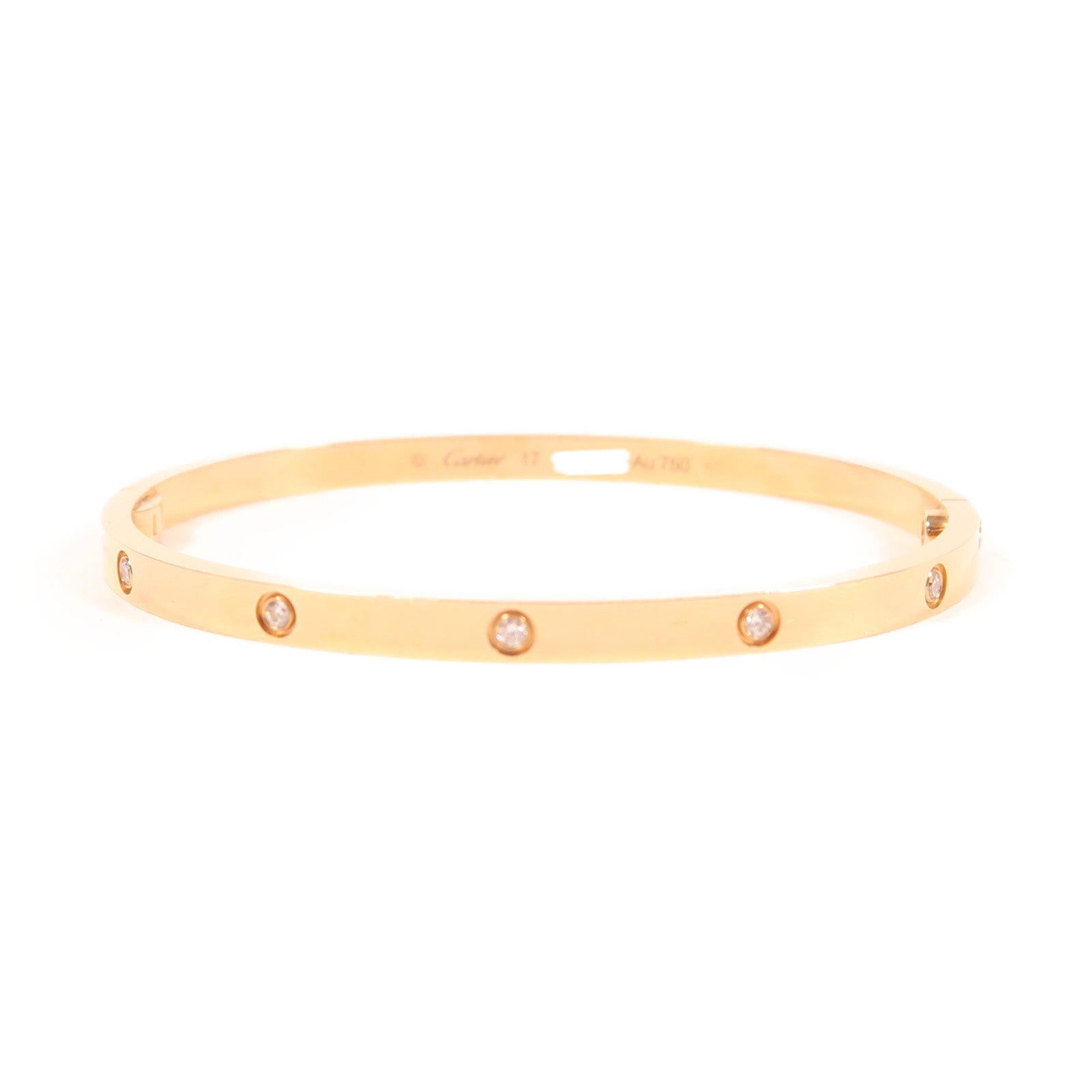 CARTIER 18K玫瑰金Love Bracelet鑽石手鐲Cartier#17