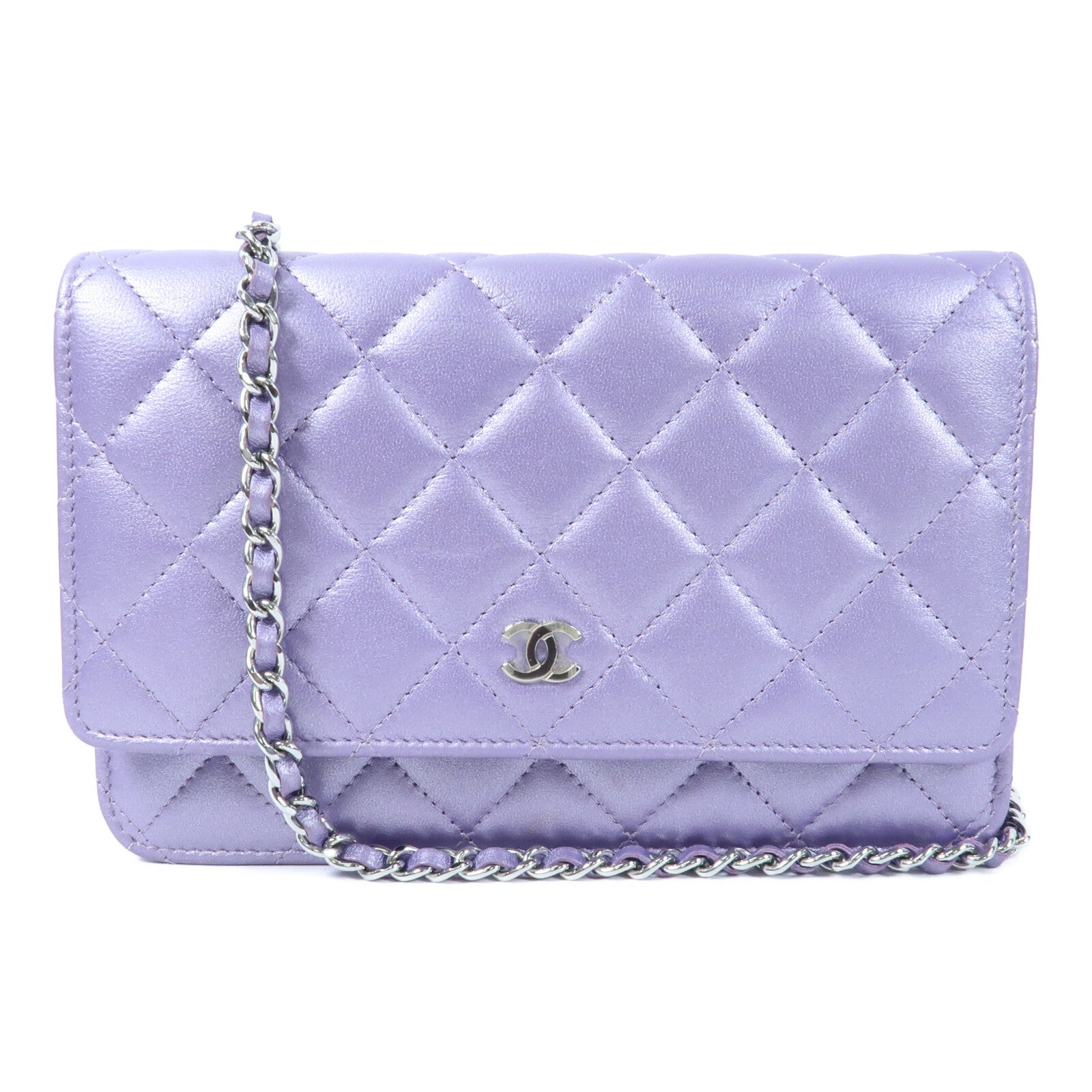 CHANEL 羊皮皮革WOC Wallet On Chain銀扣鏈帶肩背袋