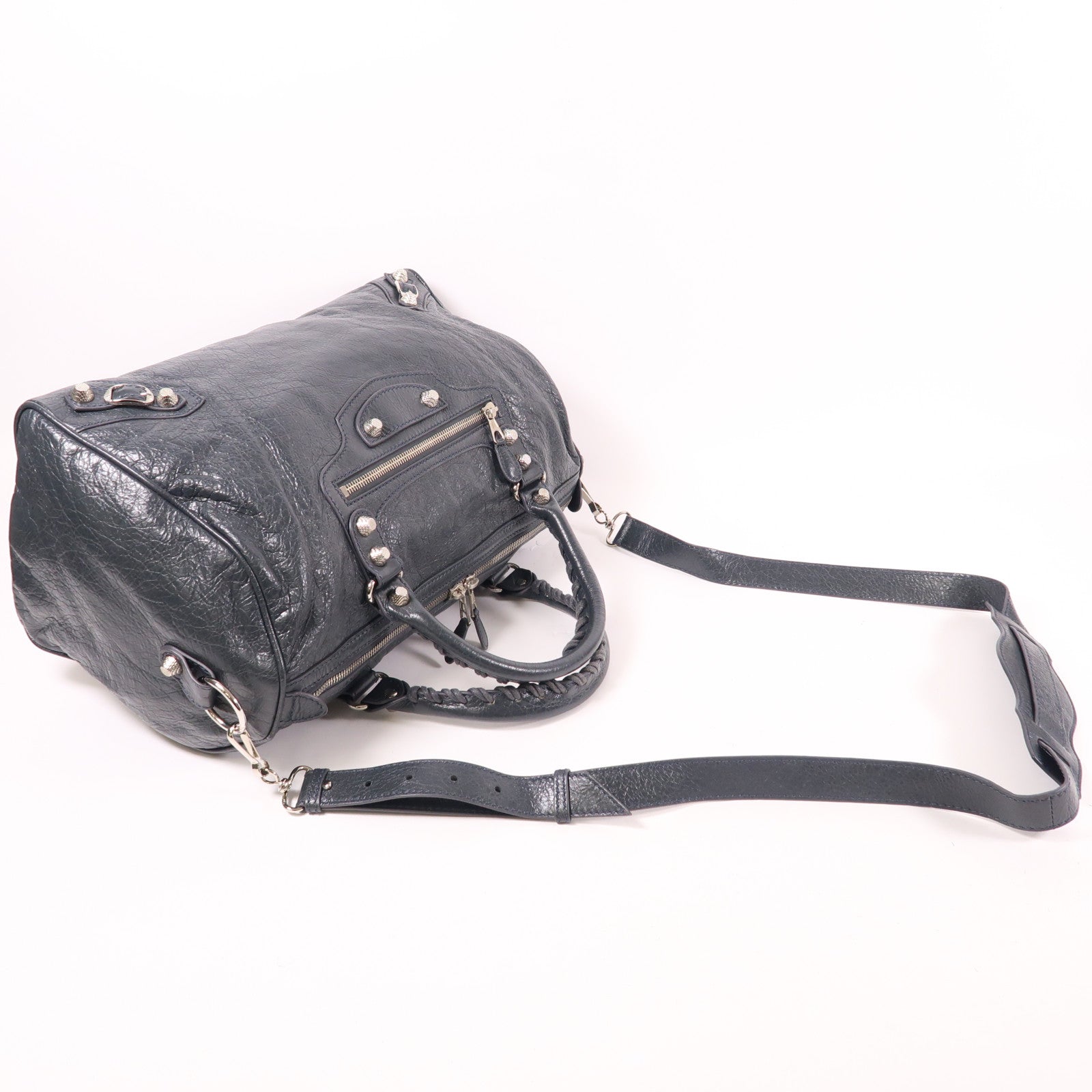 BALENCIAGA 牛皮皮革2 Way Shoulder銀扣手挽肩背兩用袋