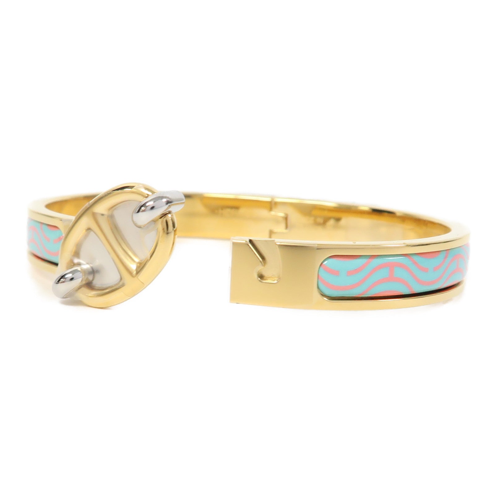 HERMES 金屬Mini Clic Chaine D'Ancre Bracelet金扣手鐲藍色/粉紅色/金色