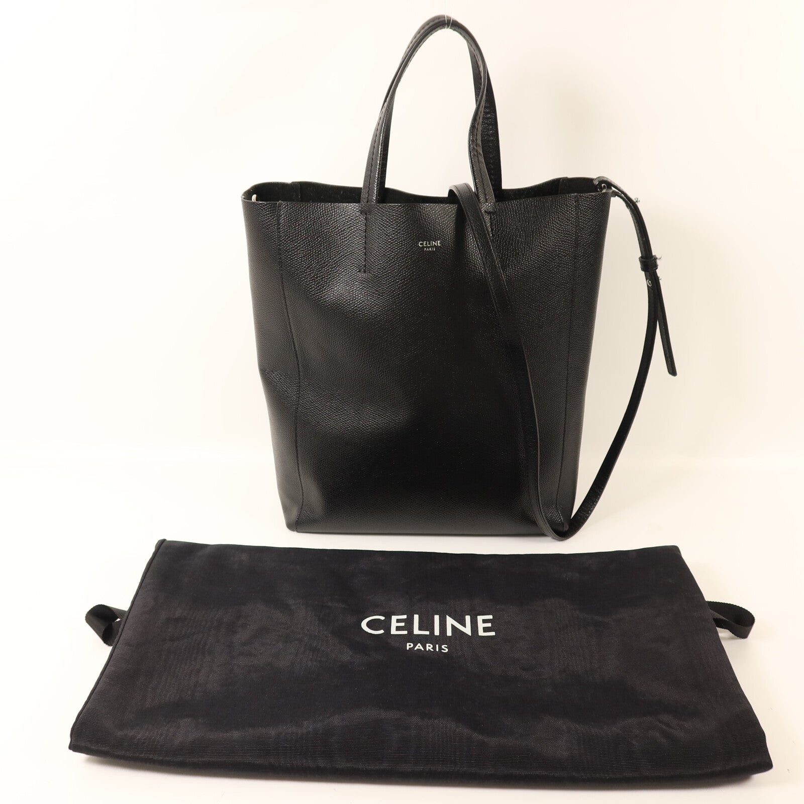 CELINE 牛皮皮革Vertical Cabas Small銀扣手挽肩背兩用袋