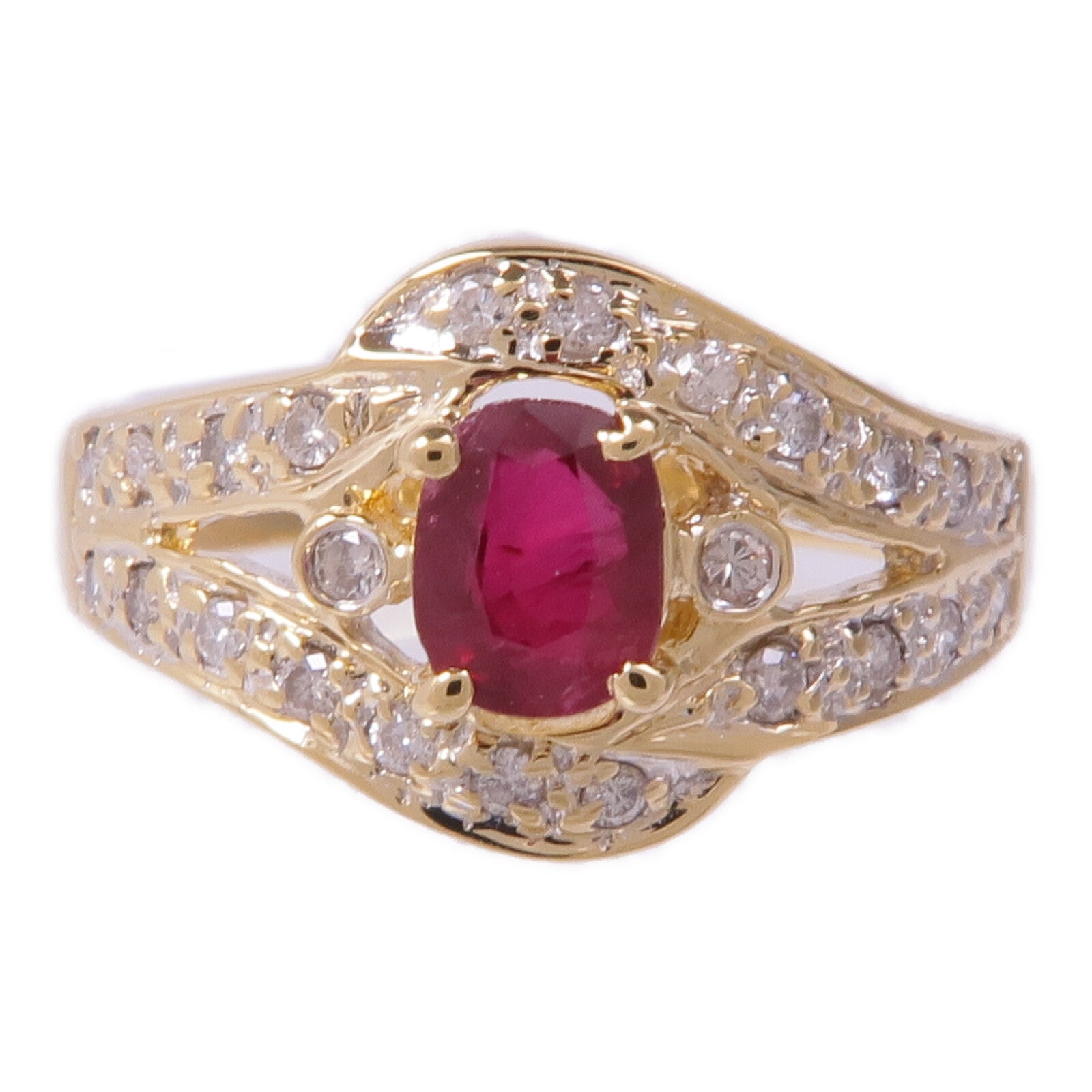 JEWELRY 18K黃金Ruby Diamond Ring紅寶石/鑽石戒指US#6