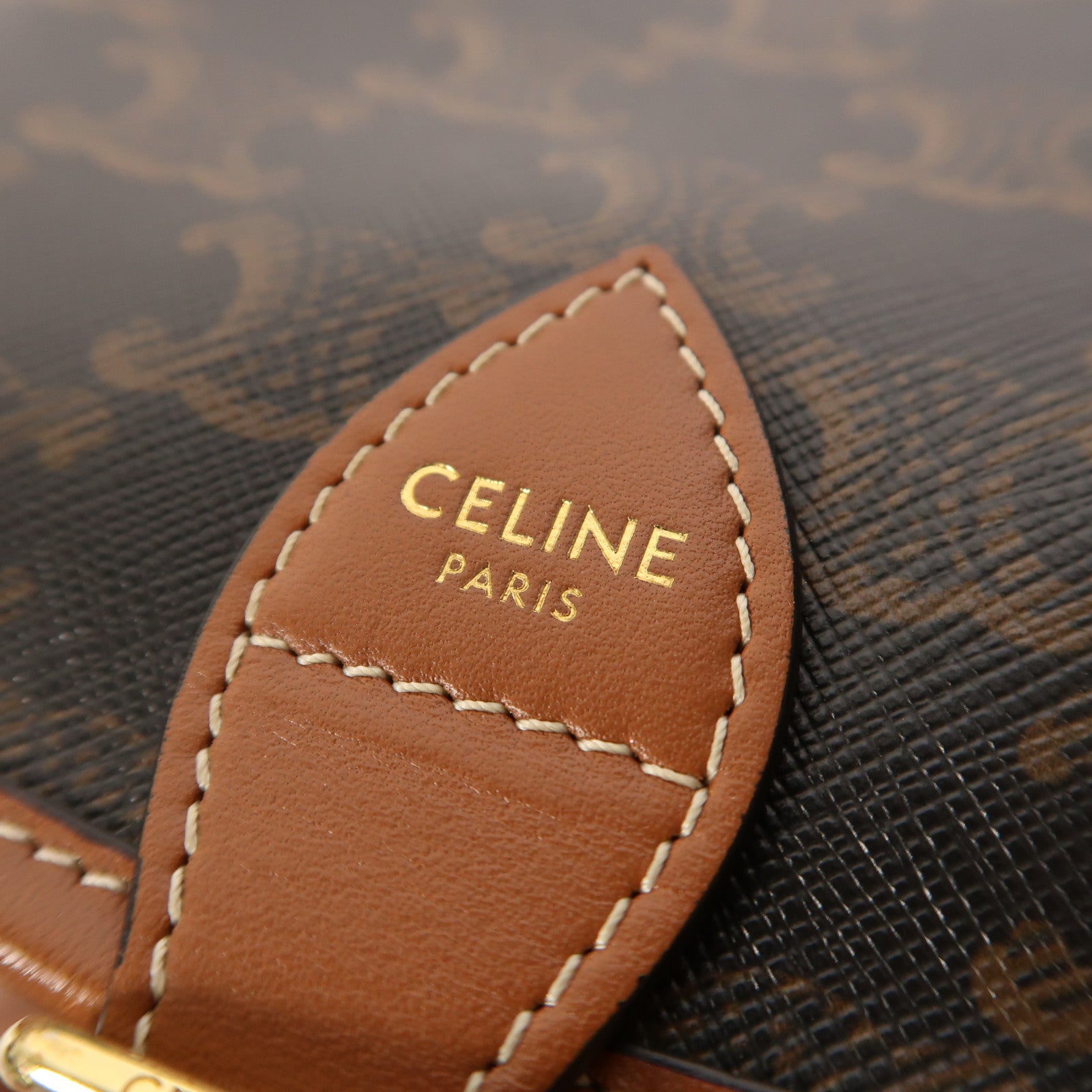 CELINE 塗層帆布Folco金扣肩背袋