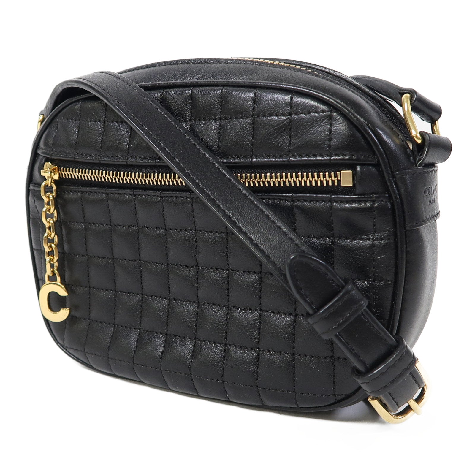CELINE 【激減優惠】牛皮皮革C Charm金扣肩背袋黑色
