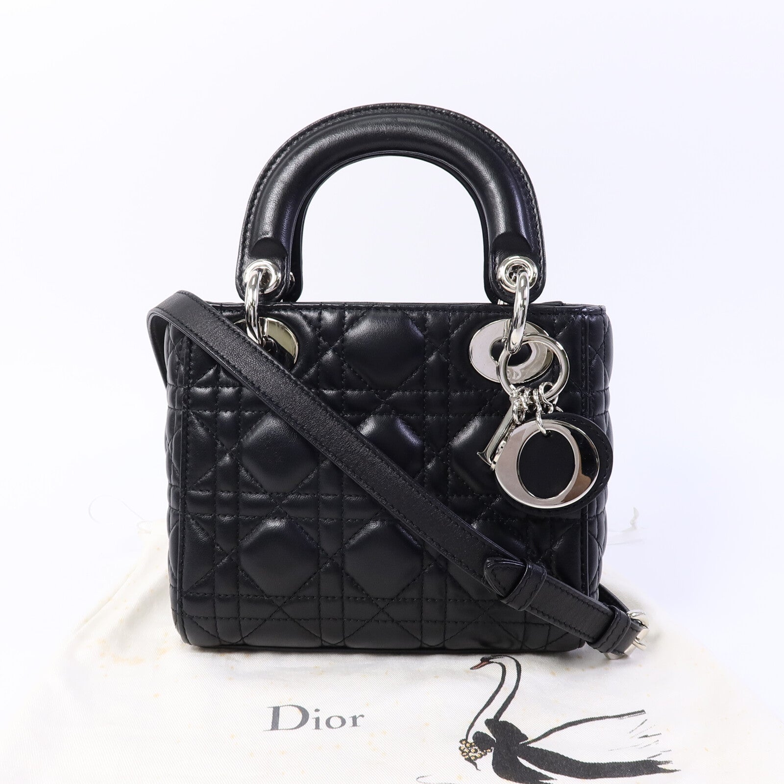 Dior 羊皮皮革Lady Dior Mini手挽肩背兩用袋