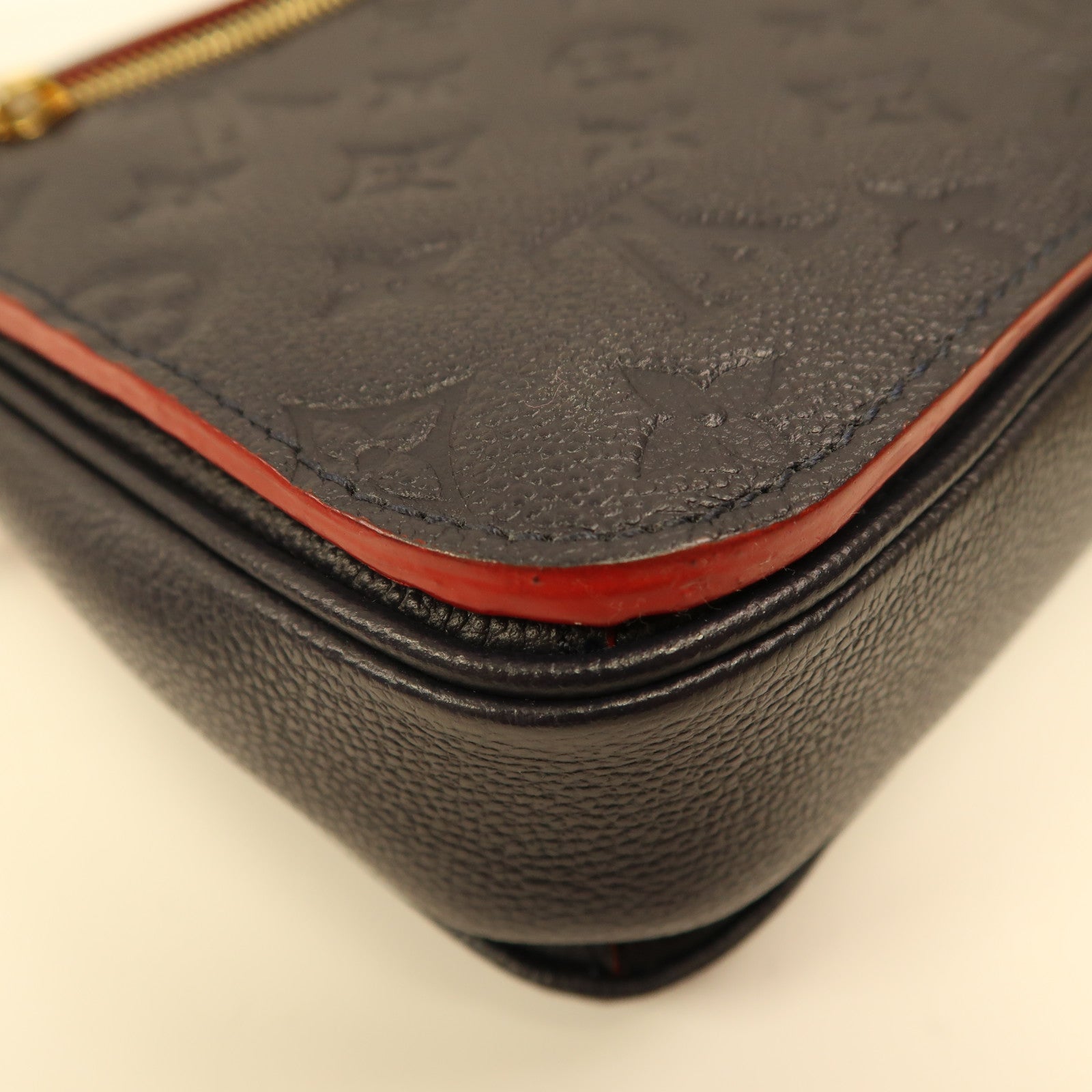LOUIS VUITTON Monogram Empreinte Pochette Metis金扣手挽肩背兩用袋深藍色