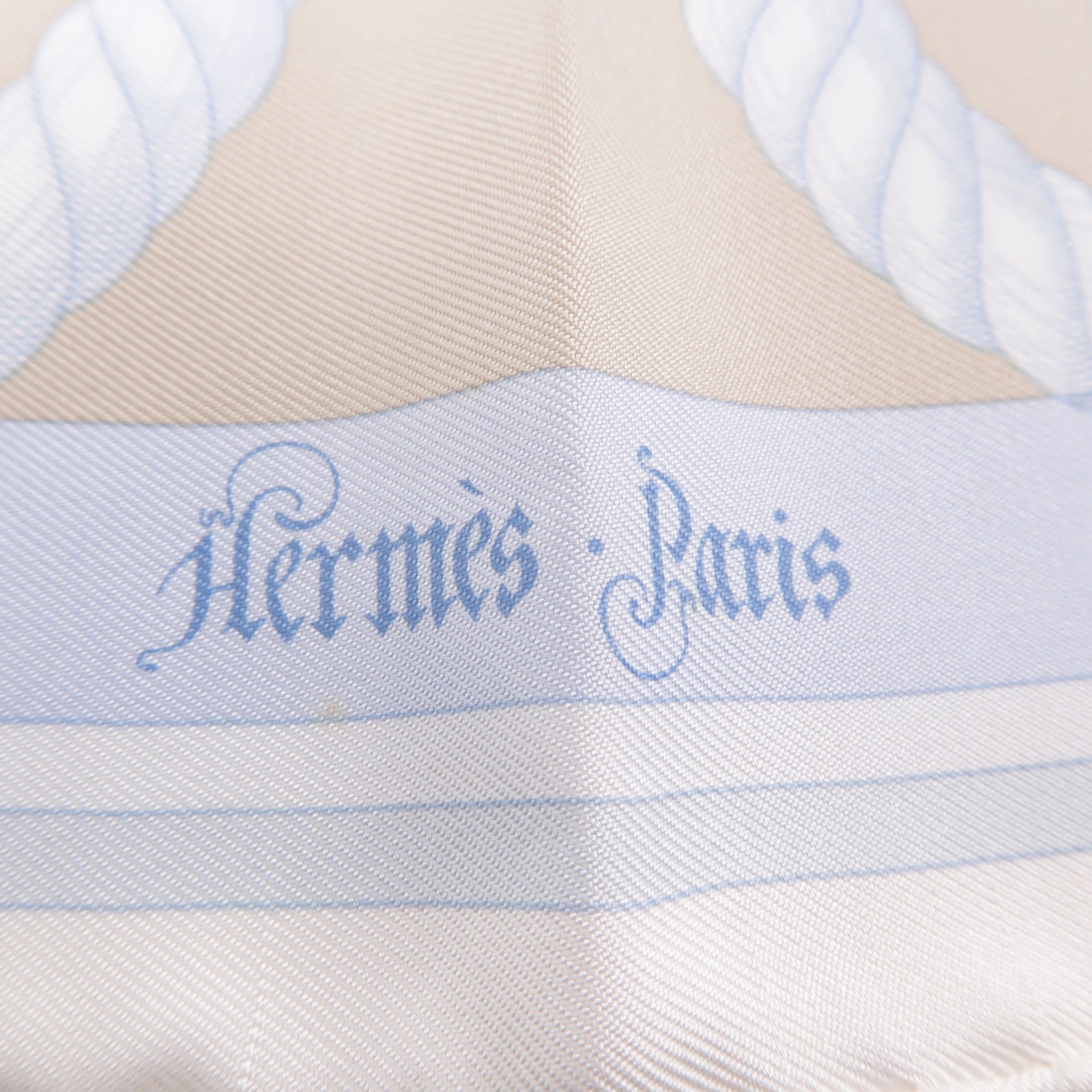HERMES  Scarf Scarves 40x40cm Silk Light Blue White