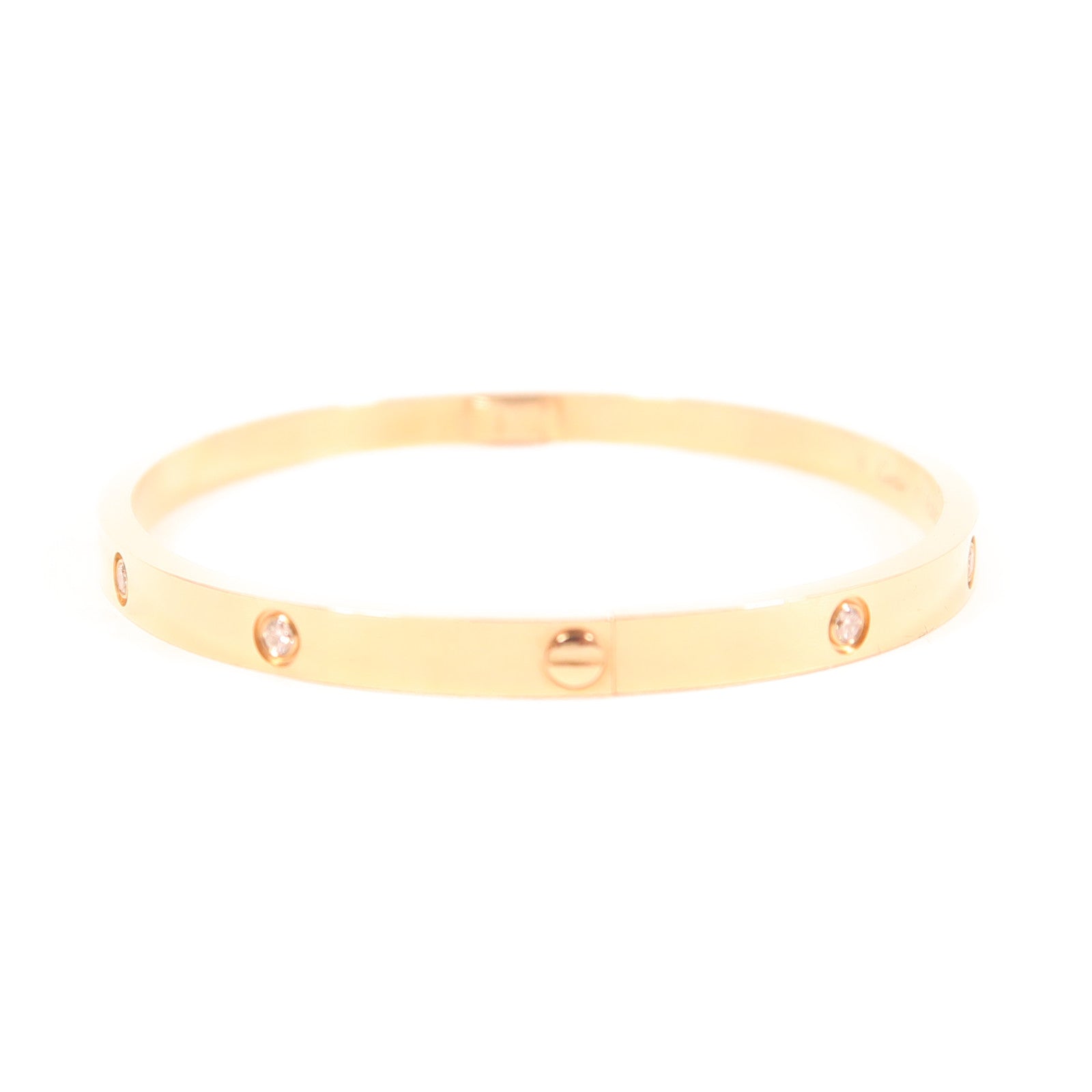 CARTIER 18K玫瑰金Love Bracelet鑽石手鐲Cartier#17