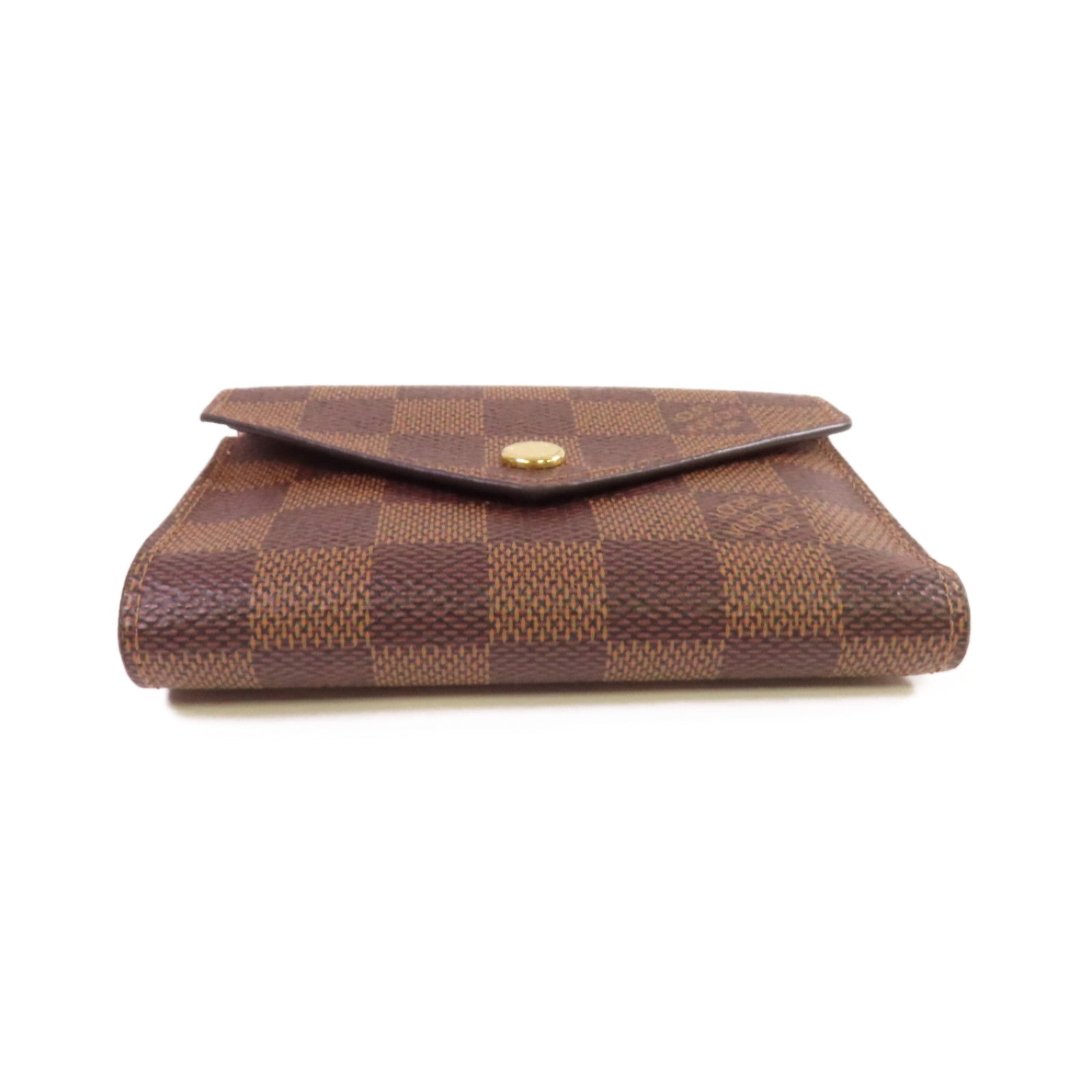 LOUIS VUITTON Damier Ebene Victorine Wallet金扣短錢包啡色/粉紅色