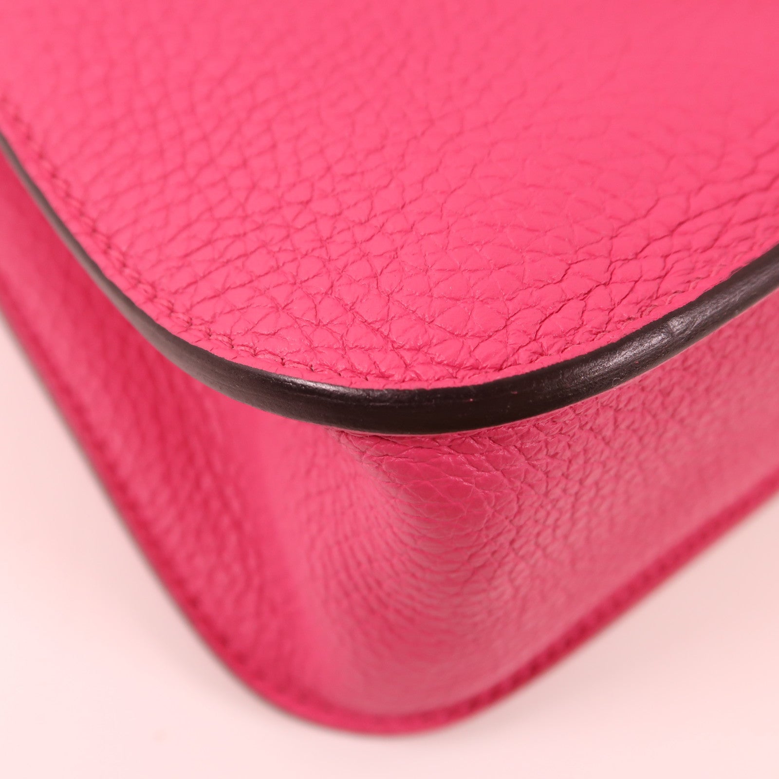 HERMES 【激減優惠】Clemence皮革Halzan 25銀扣手挽肩背兩用袋Rose Extreme