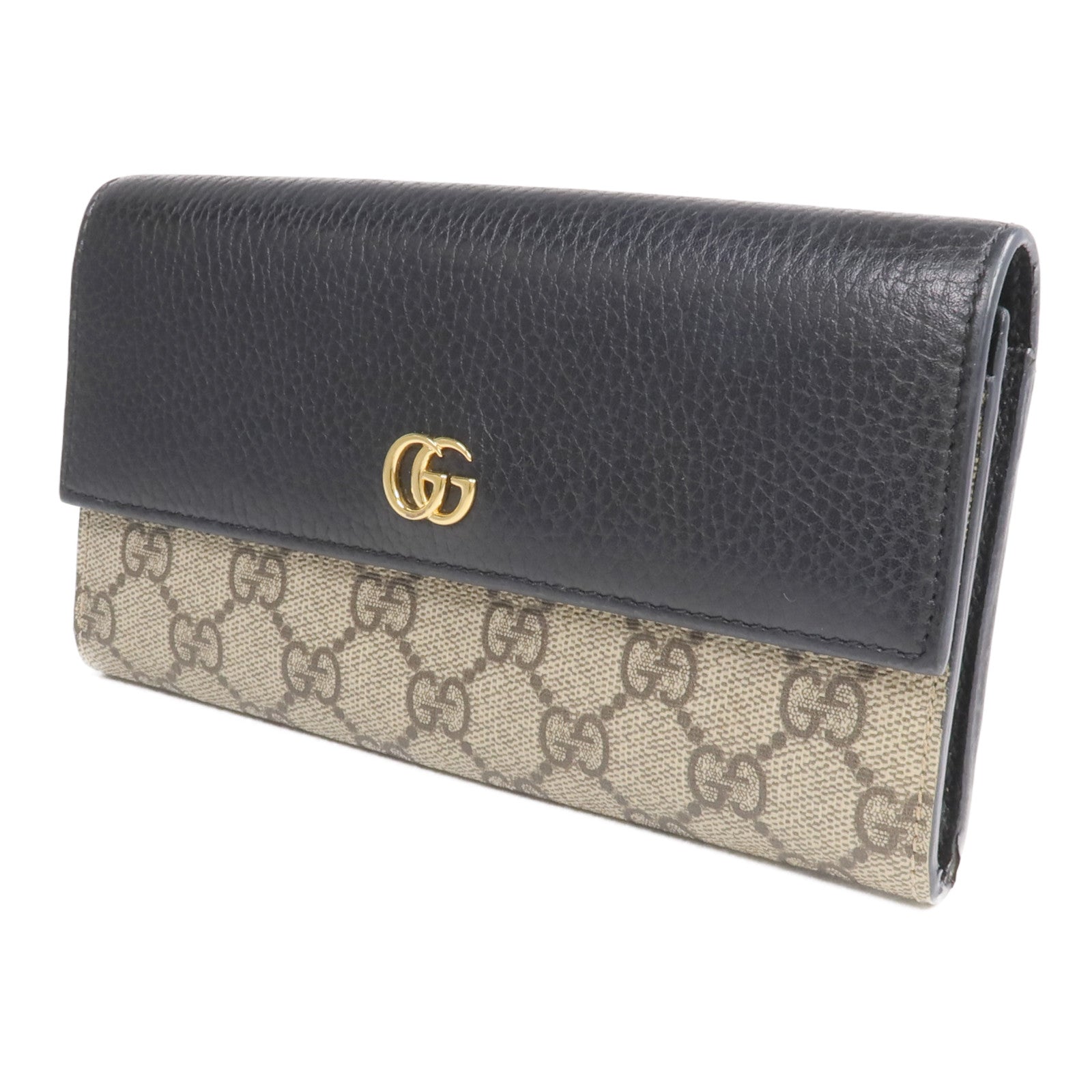 GUCCI 塗層帆布/皮革Long Wallet金扣長錢包