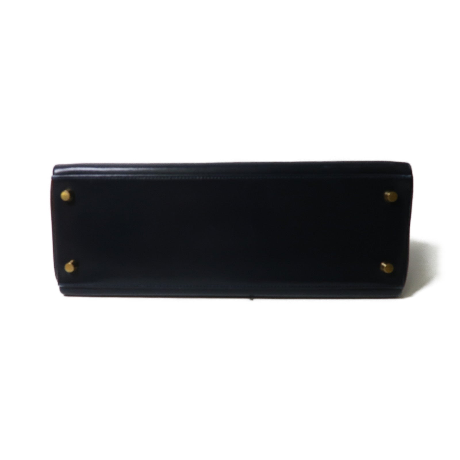 HERMES Box Calf皮革Kelly 32金釦手挽肩背兩用袋深藍色