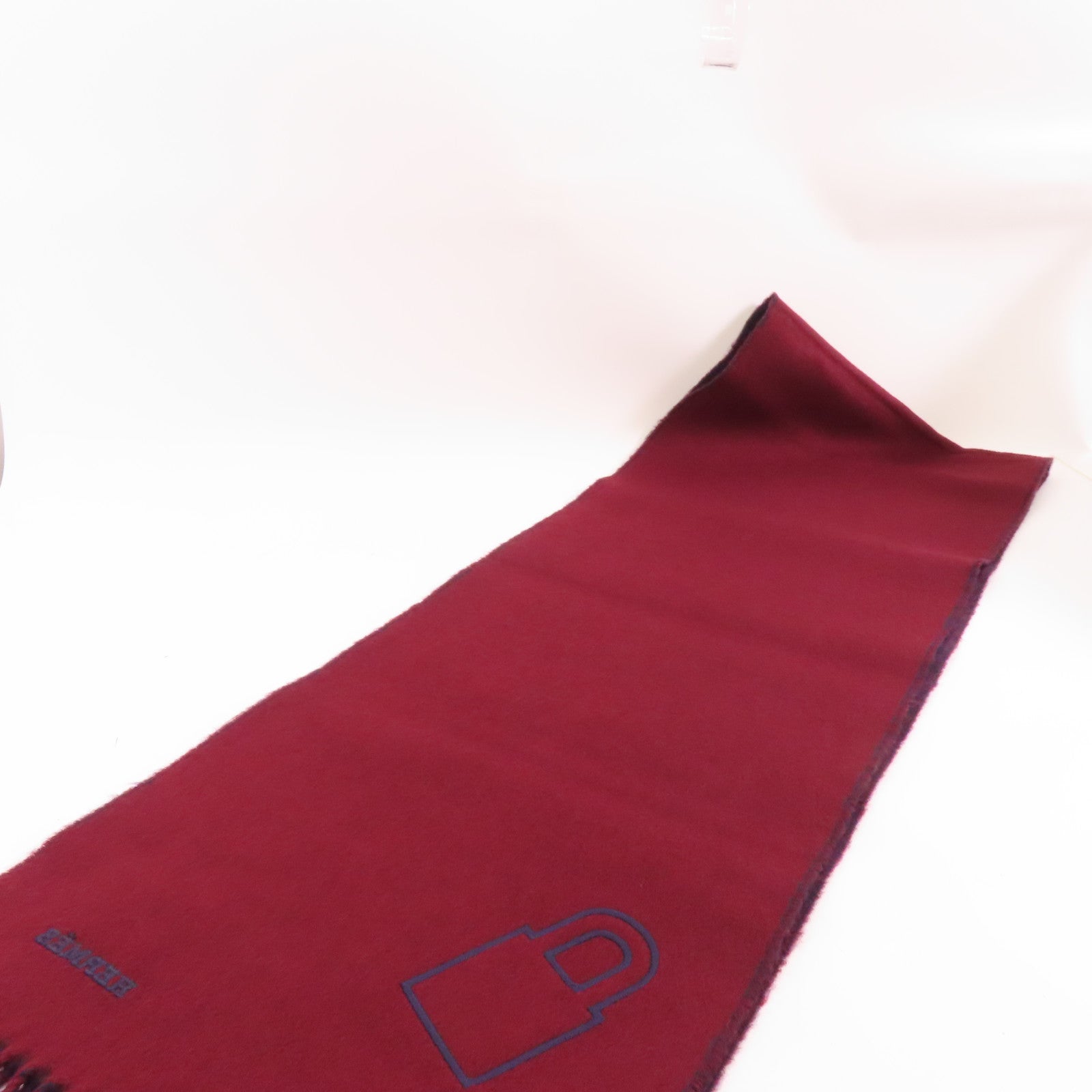 HERMES Cashmere Scarf圍巾深藍色/酒紅色