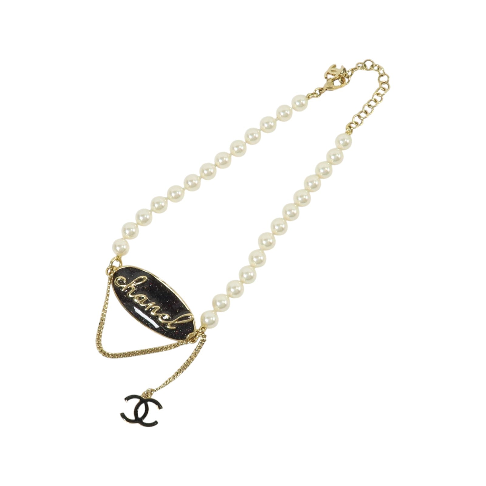 CHANEL PVC/金屬Logo Choker項鏈