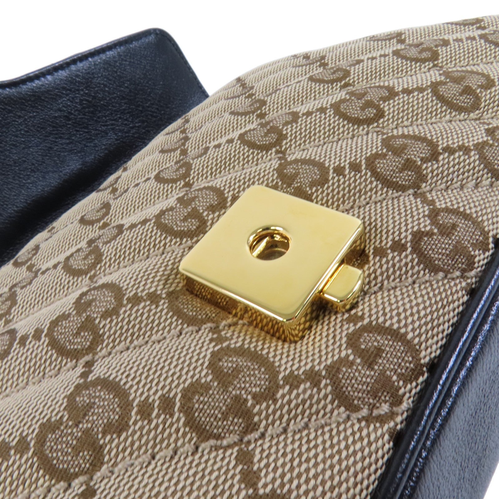 GUCCI GG帆布GG Marmont Quilted Small Shoulder金扣鏈帶肩背袋