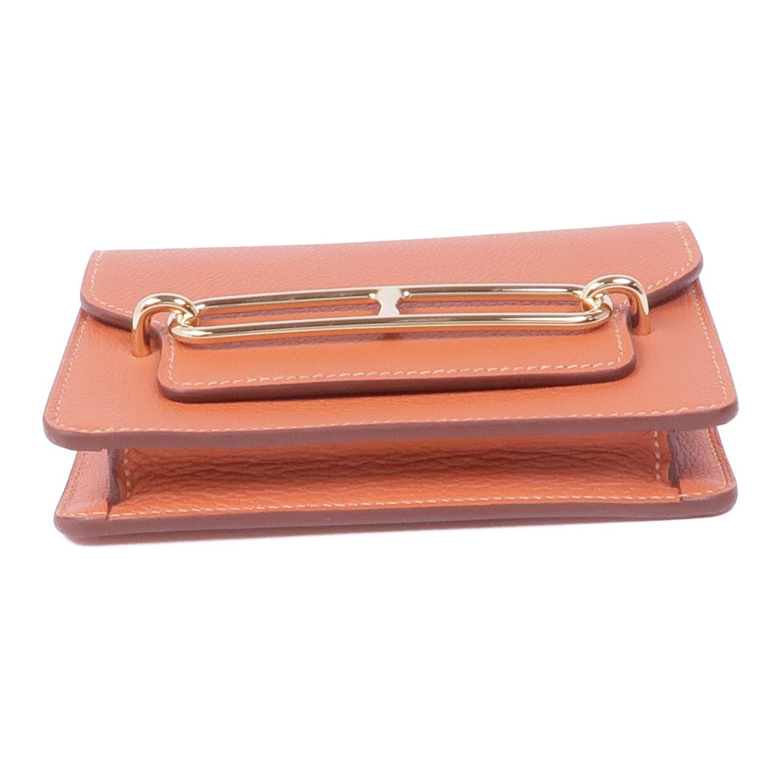 HERMES 【激減優惠】Evercolor皮革Roulis Slim Compact金扣錢包Blush/Bleu Frida