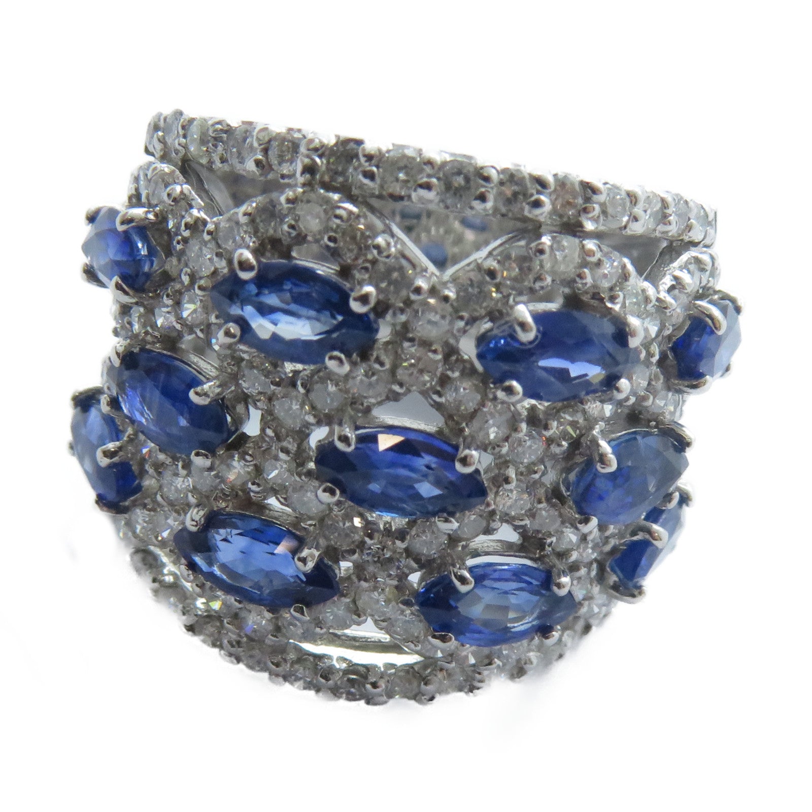 JEWELRY 【激減優惠】14K白金Sapphire Diamond Ring 3.61ct藍寶石/1.48ct鑽石戒指US#6.5