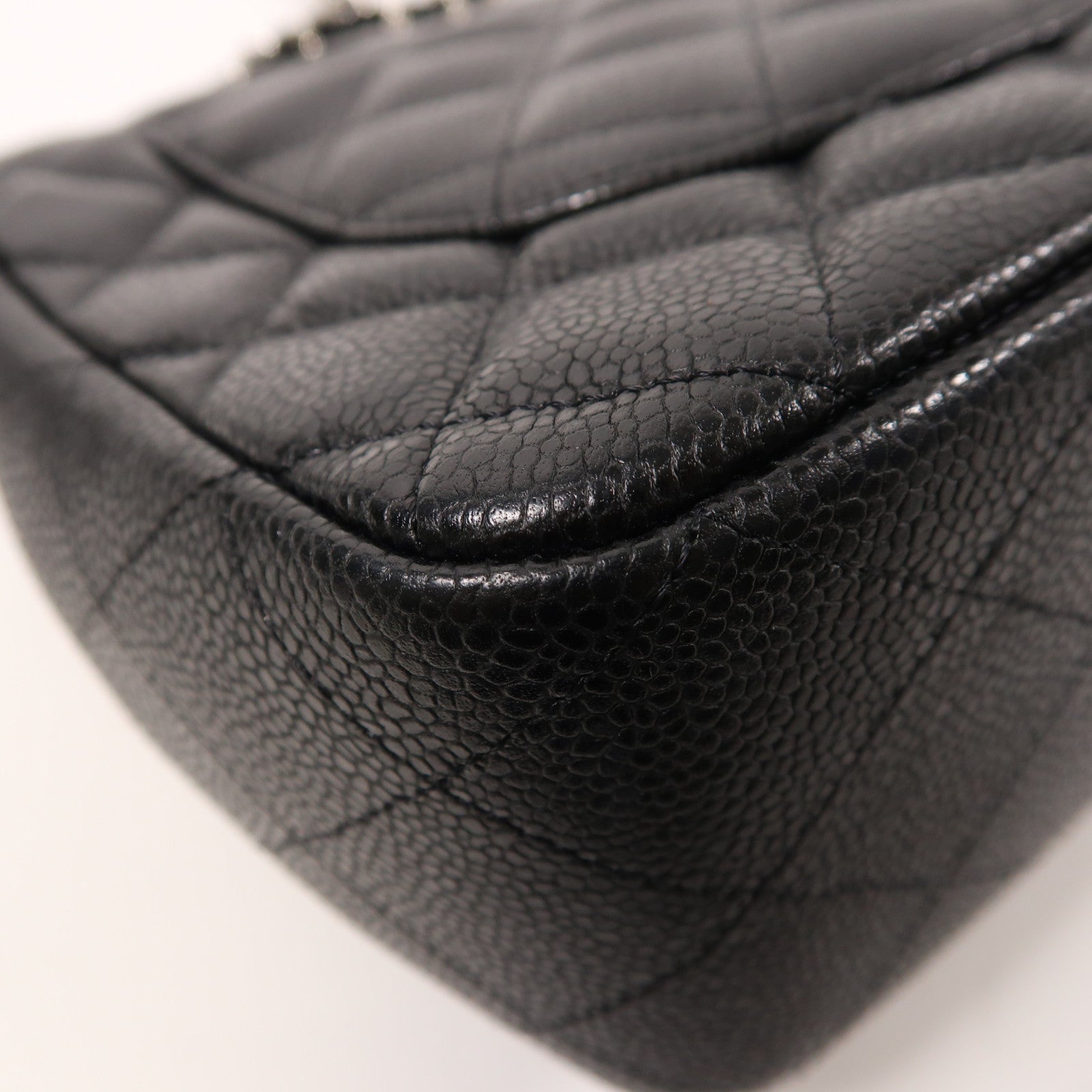 CHANEL 牛皮皮革Large Classic銀扣鏈帶肩背袋