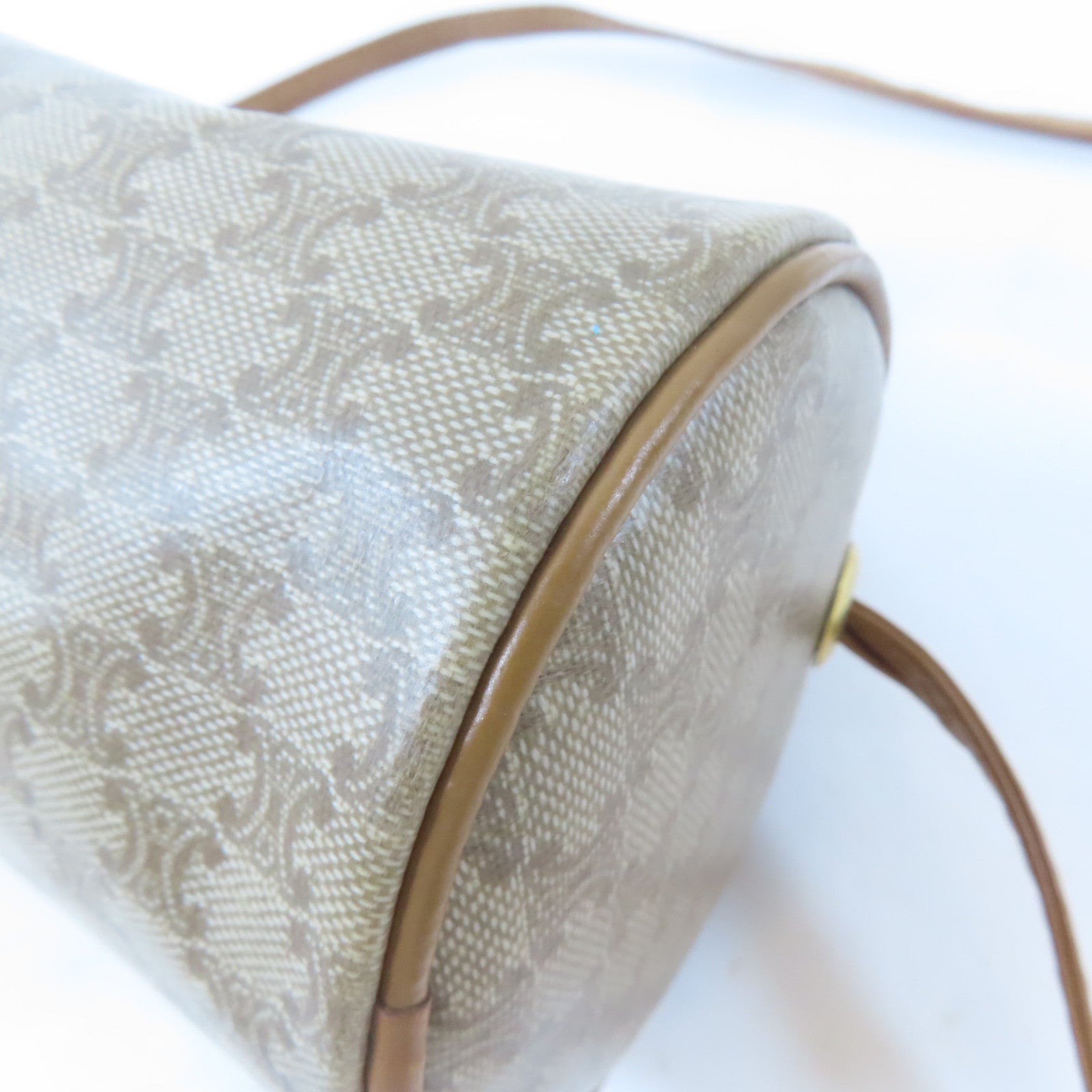 CELINE (PRICE DOWN) GHW Shoulder Crossbody Bag PVC Coated Canvas Brown