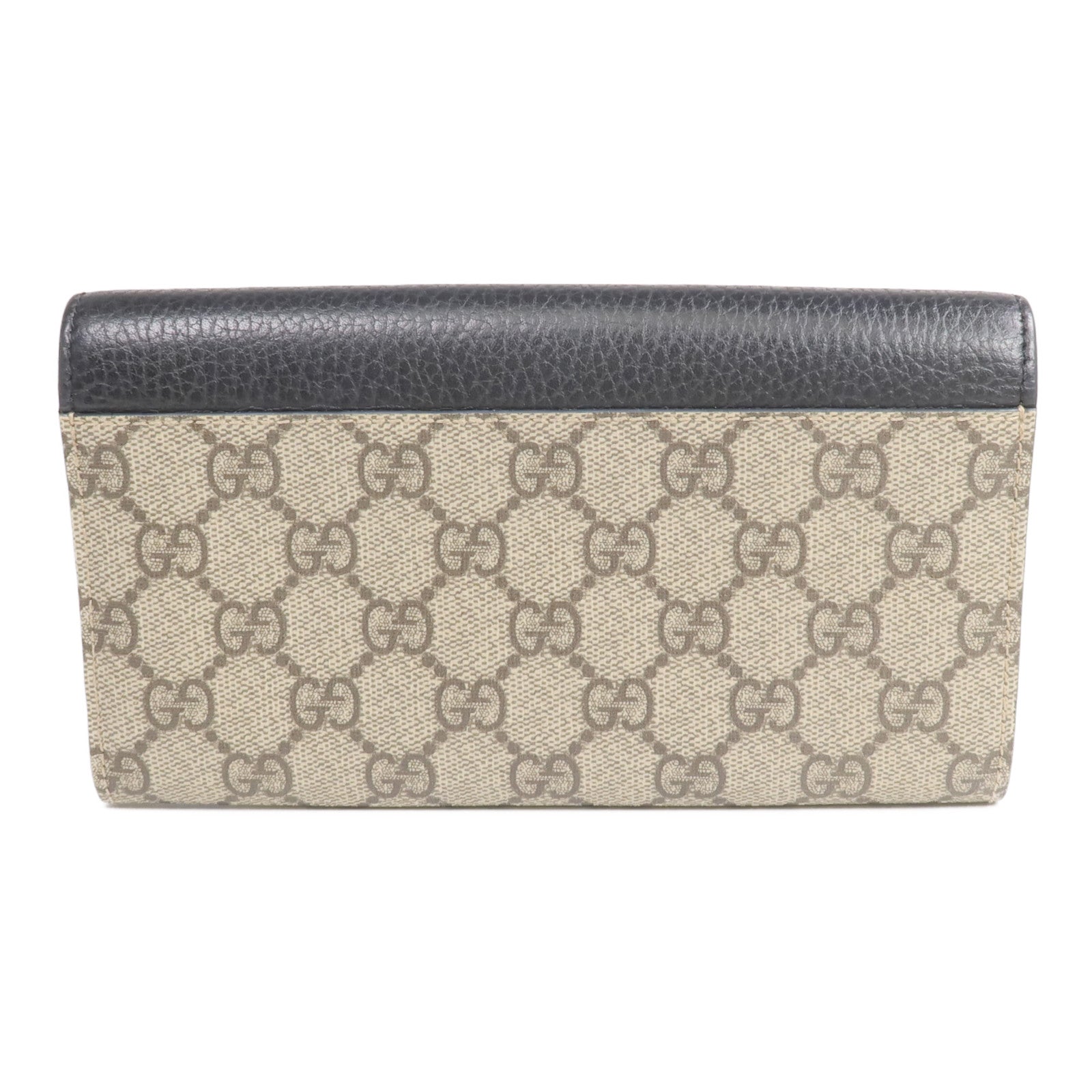 GUCCI 塗層帆布/皮革Long Wallet金扣長錢包