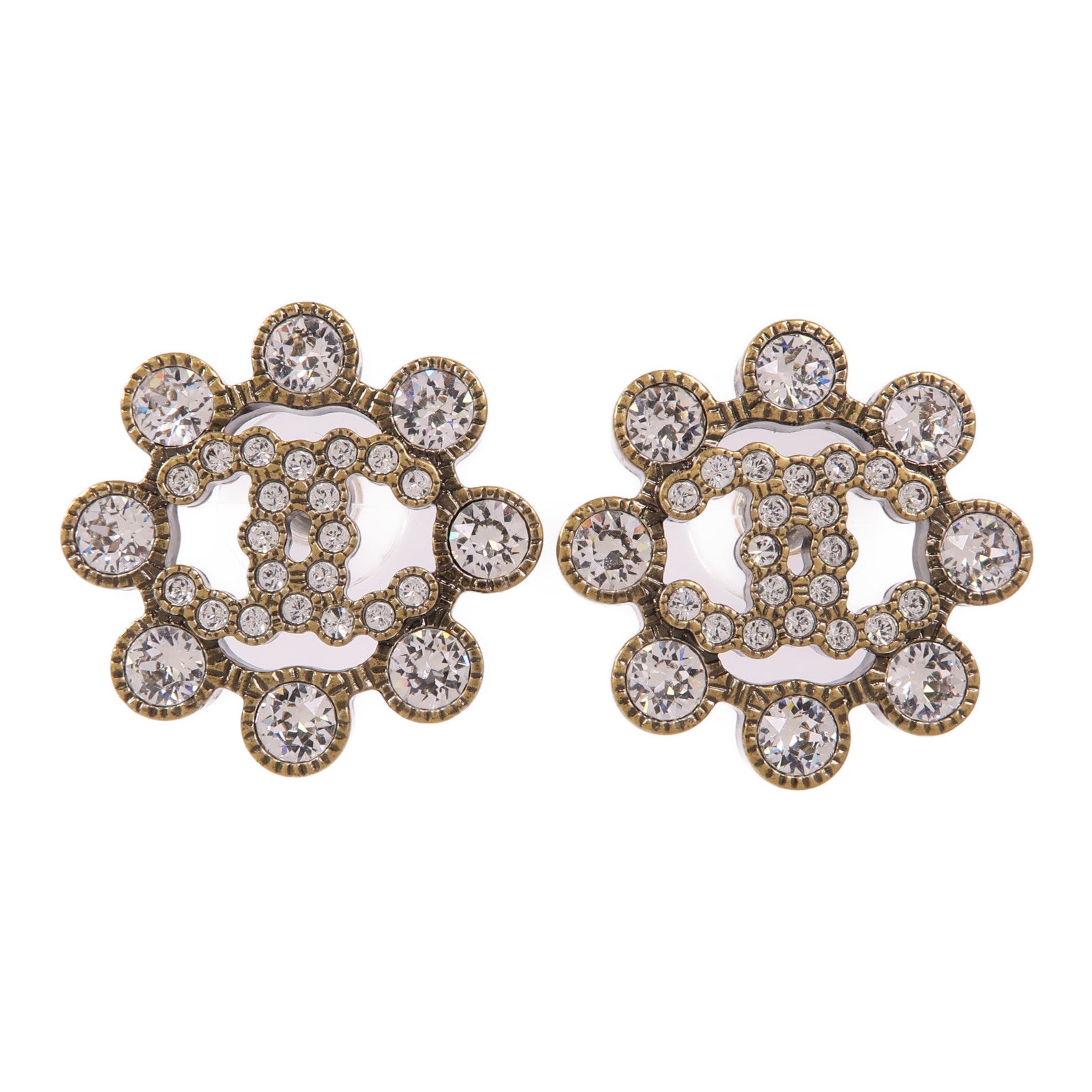 CHANEL CC Earrings Metal/PVC Clear/Gold