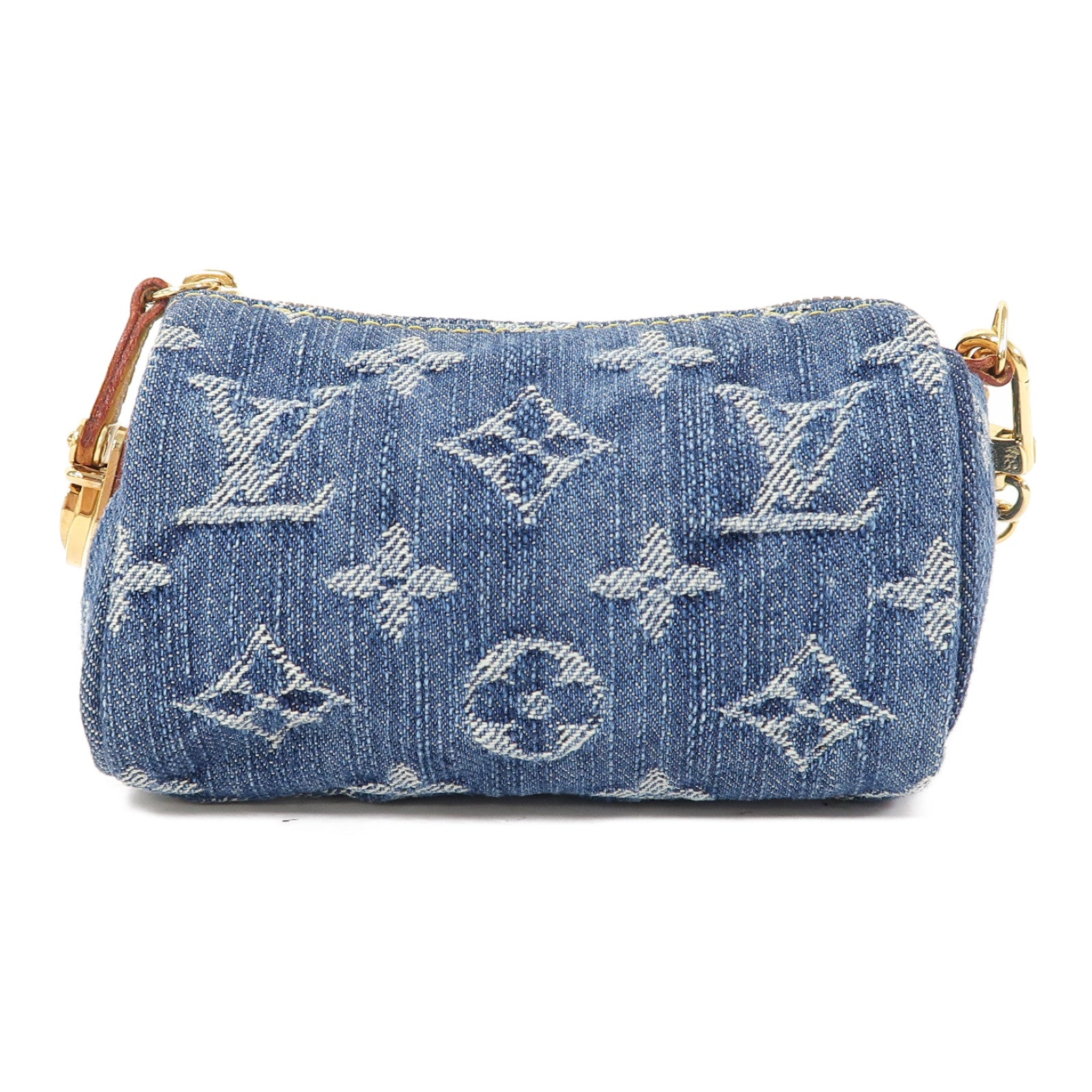 LOUIS VUITTON Monogram Denim Trousse Speedy PM Pouch金扣零錢包藍色