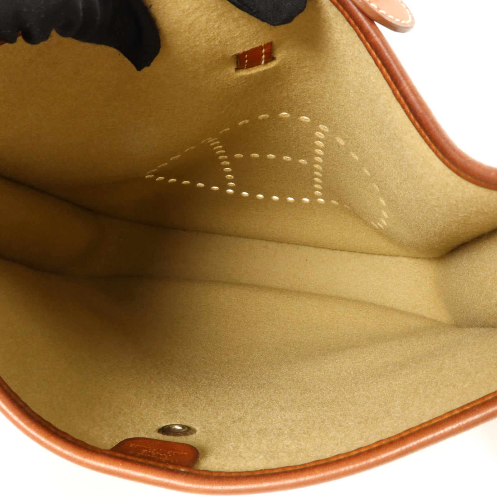 HERMES Felt/Barenia皮革Evelyne PM肩背袋Fauve/Iris