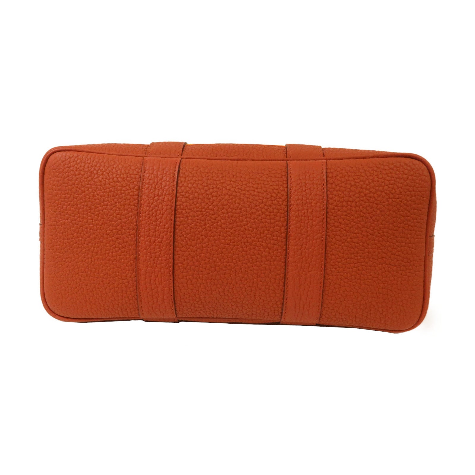 HERMES 帆布Garden Party TPM銀扣手挽袋橙色
