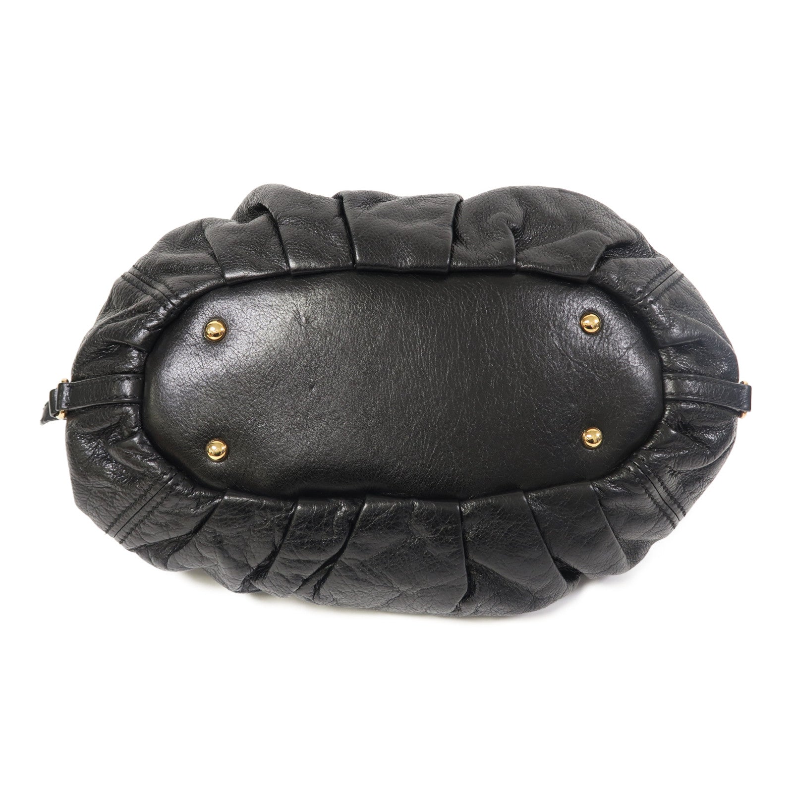 Miu Miu 牛皮皮革Hand Bag金扣手挽袋黑色
