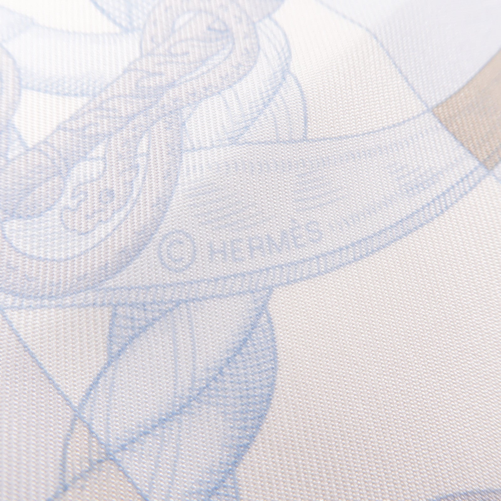 HERMES  Scarf Scarves 40x40cm Silk Light Blue White