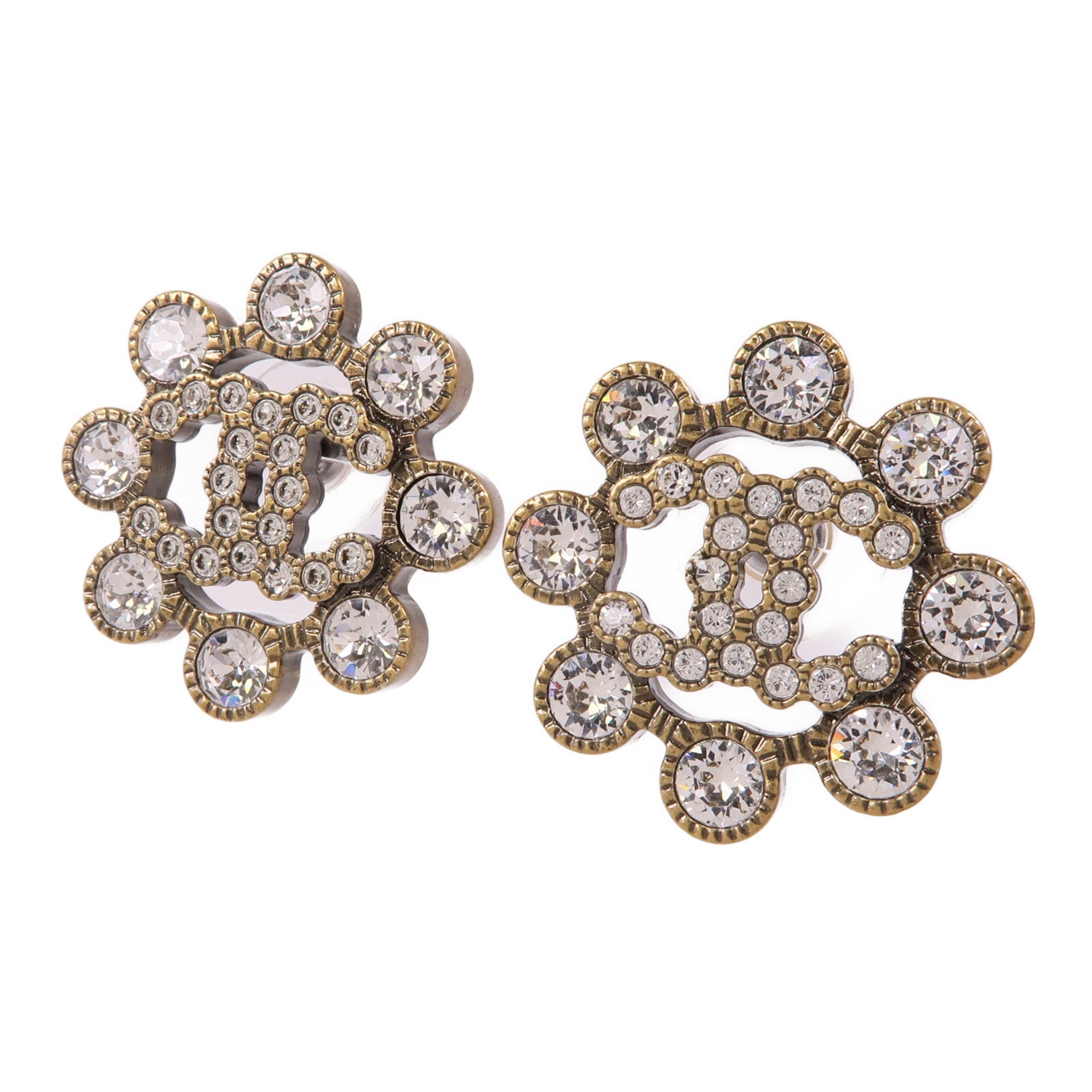 CHANEL CC Earrings Metal/PVC Clear/Gold