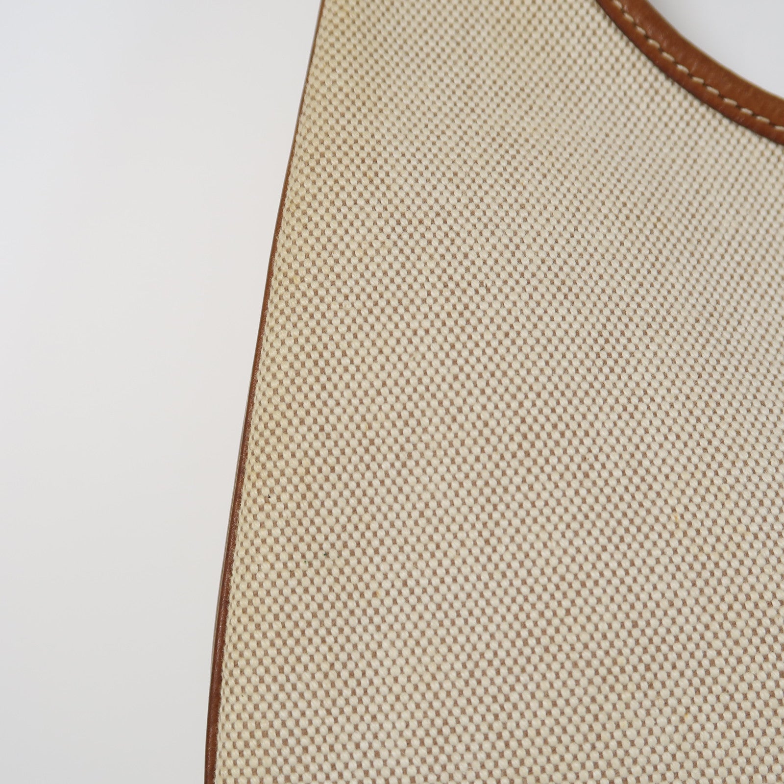 HERMES 【激減優惠】帆布/皮革Toile Natural Barenia Gao金扣肩背袋米色/啡色