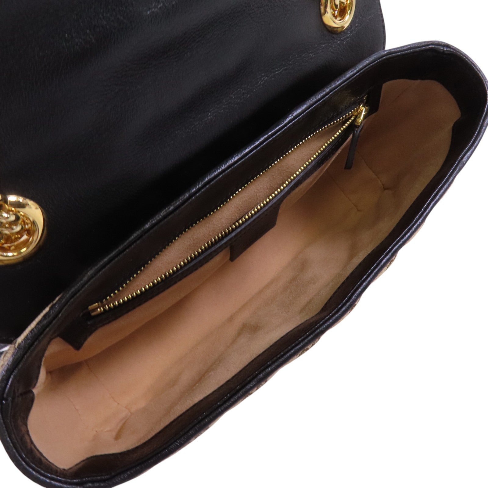 GUCCI GG帆布GG Marmont Quilted Small Shoulder金扣鏈帶肩背袋
